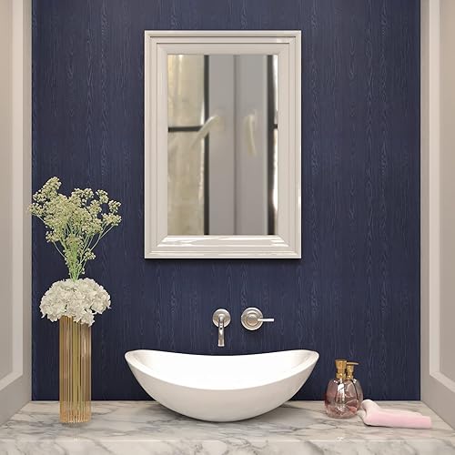 Miniatura 7 de LaCheery Papel de contacto de grano de madera azul marino mate de 24 pulgadas de ancho, papel de contacto de madera sintética impermeable para