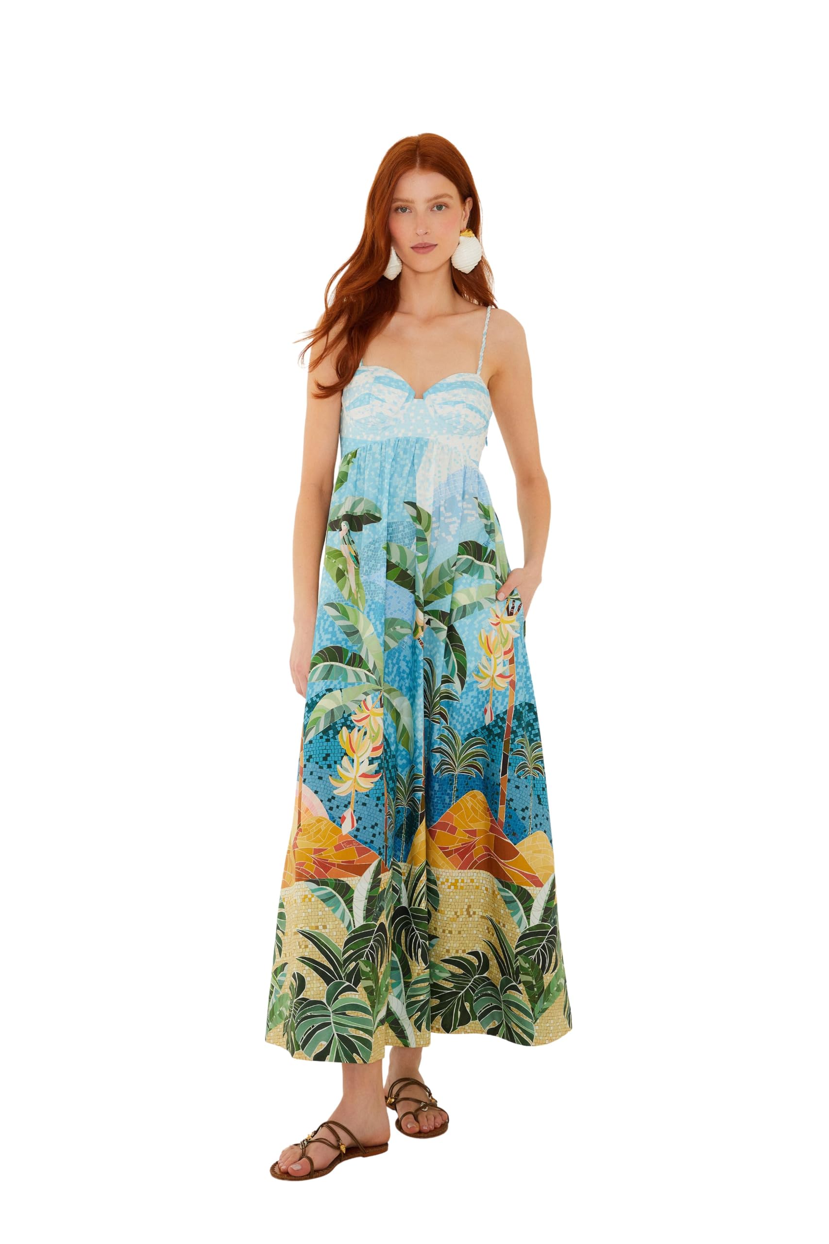 Multicolor Rio Mosaic Sweetheart Neck Maxi Dress