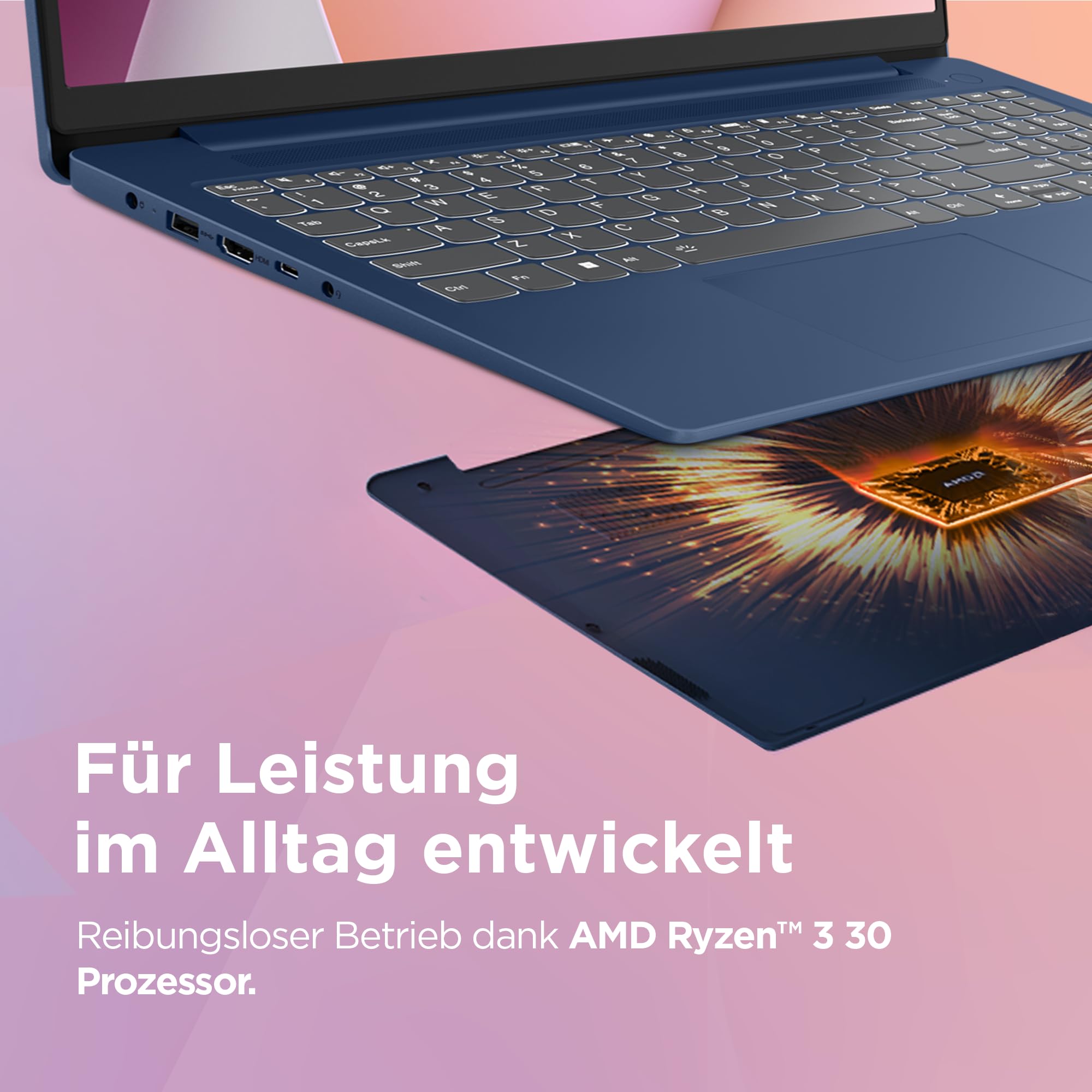 Lenovo IdeaPad Slim 3 Laptop | 15.6" FHD Display | AMD Ryzen 3 7330U | 512GB SSD | 8 GB RAM | AMD Radeon Grafik | QWERTZ | Windows 11 | Abyss Blue | 3 Monate Premium Care