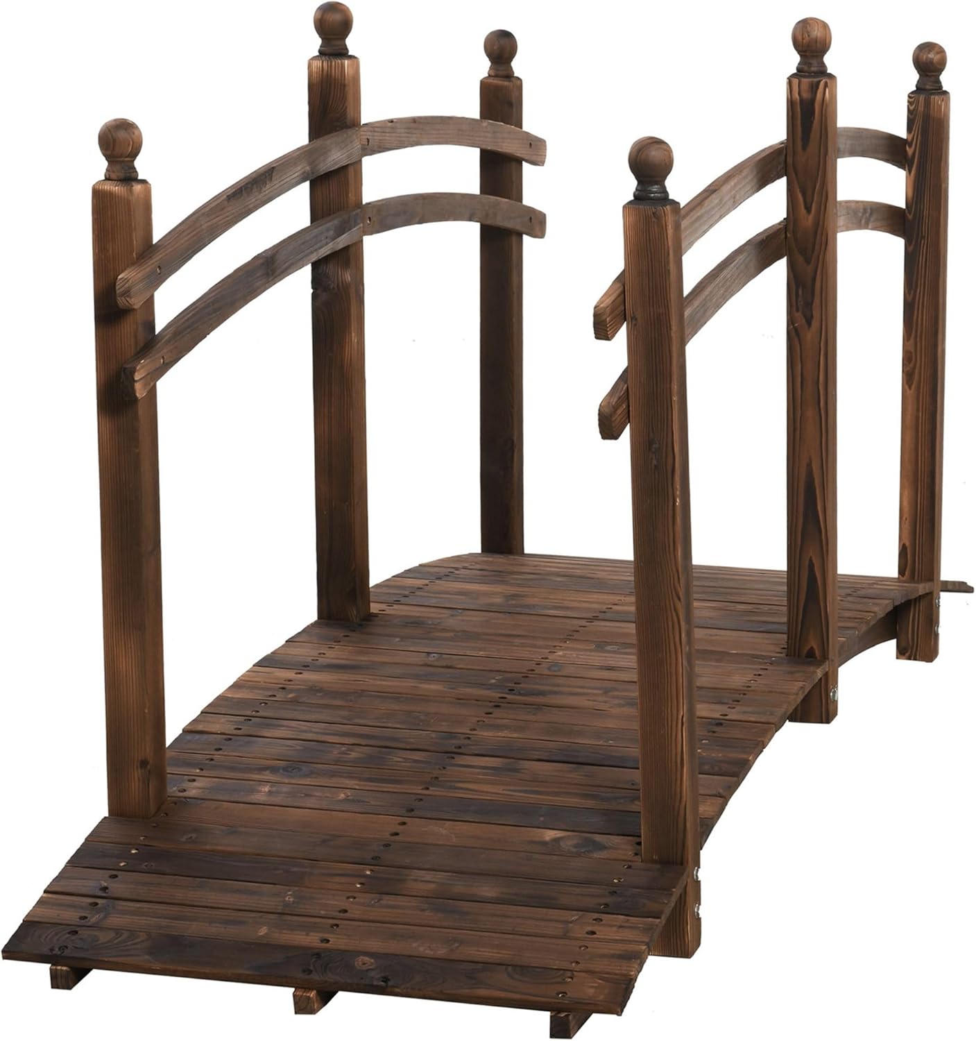 7.5ft Premium Arched Garden Bridge from Fir Wood Featuring Side Railings for Secure Passage and Superior Outdoor Performance