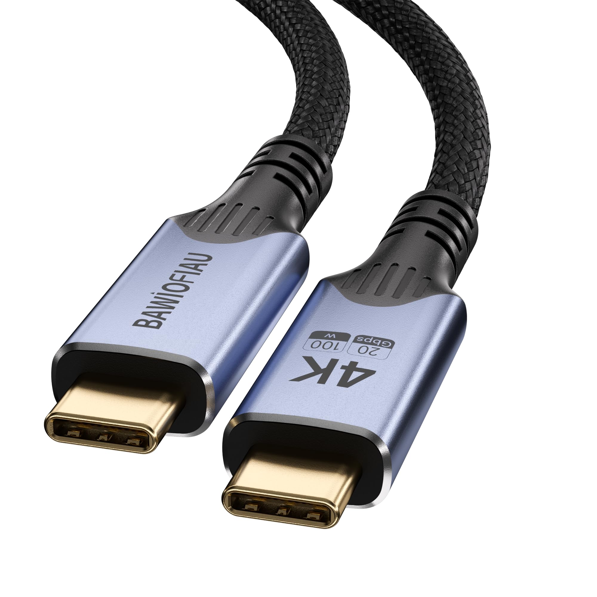 BAWIOFIAU USB C Kabel auf USB C 0.6M, USB 3.2 Gen2 Typ C ladekabel, 20 Gbps Datenübertragung, 100W 20V/5A Schnellladekabel,4K @ 60Hz Videoübertragung Kompatibel für thunderbolt 4/3