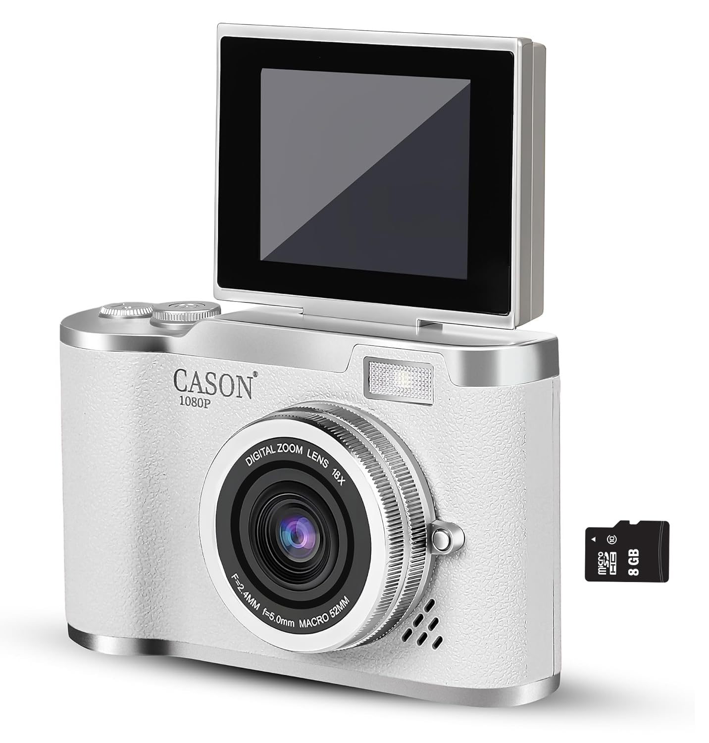 Cason 48MP Digital Camera for Kids-Real Photo & Video Mini Camera for Photography 2.4” Rotating Screen, Built in Games Kids Camera for 5-15 Years Girls & Boys(Upto 64GB Memory)-image-6