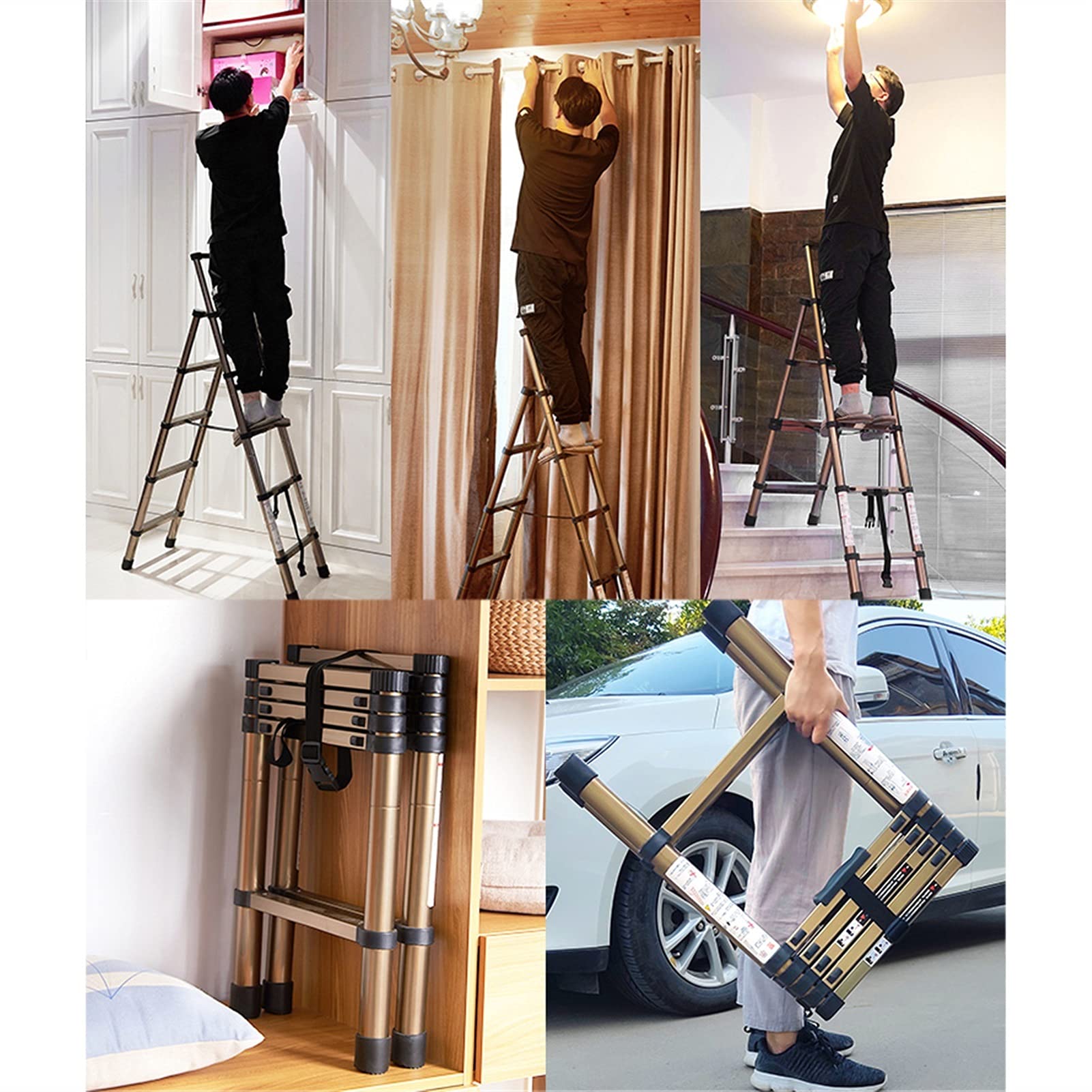 Telescoping Ladder Amazon Telescopic Ladder, 10.5FT RIKADE Aluminum ...