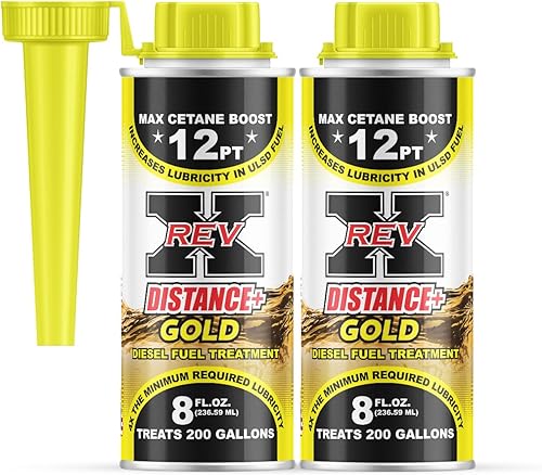 REV X Distance Plus Gold Diesel Tratamiento de combustible de alta lubricidad, 8 fl. oz. (2)