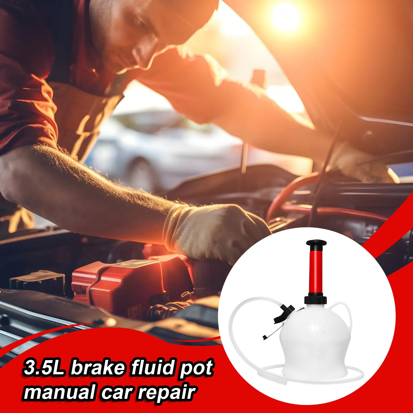 Odpowietrznik hamulca – mocny gadżet płynu pompy próżniowej 3,5 l, zestaw do odpowietrzania samochodu do pojazdów samochodowych, mechaników, konserwacji, garażu, sprzętu wewnętrznego i