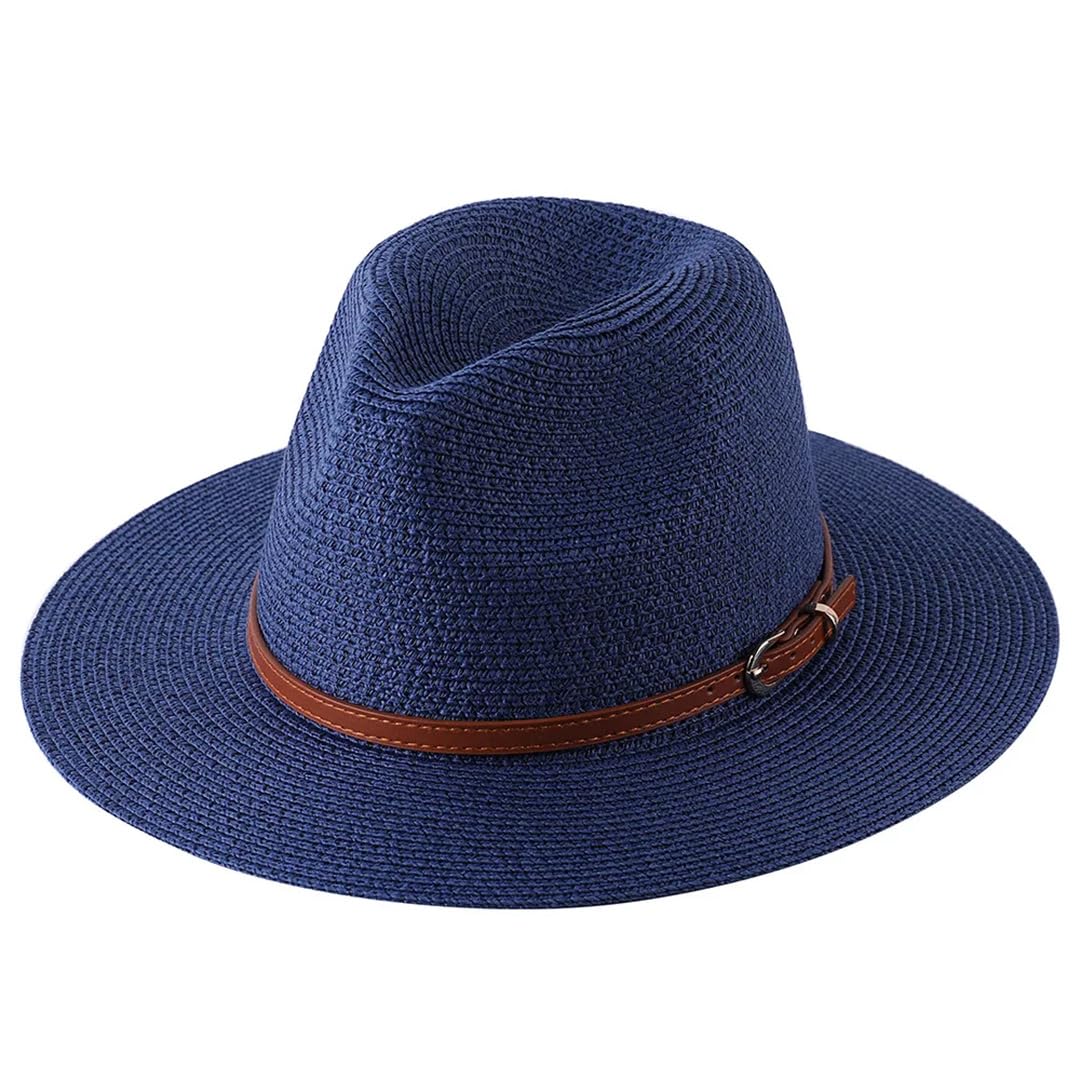 Generic Natural Panamá - Sombrero de paja con forma suave de verano para mujeres/hombres, ala ancha, para playa, sombrero Fedora