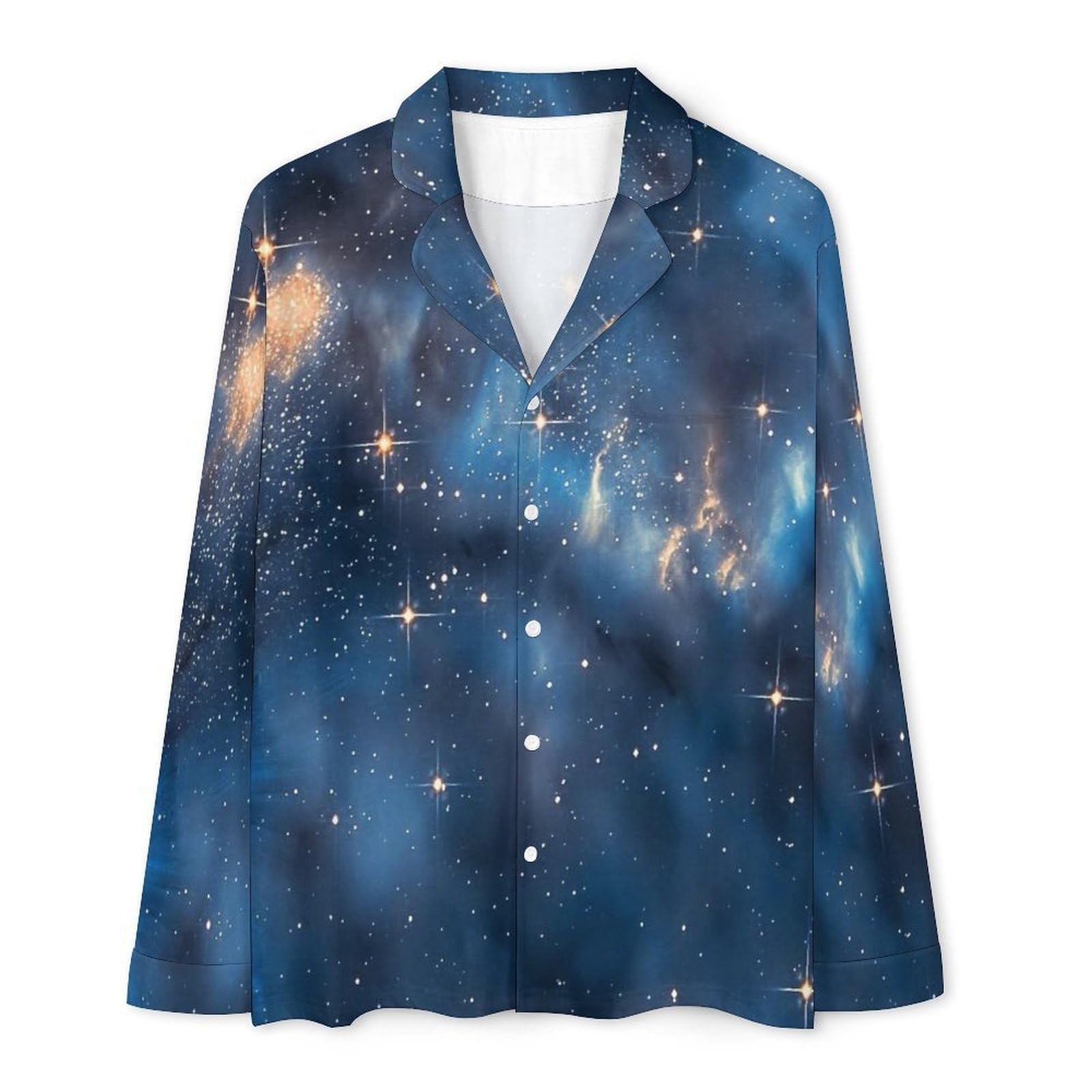 OLEETS Completo Pigiama da Uomo - Vista del Cielo Stellato Top E Pantaloni in 2 Pezzi Pigiama Casual E Ampio A Maniche Lunghe Morbido Autunnale E Invernale.