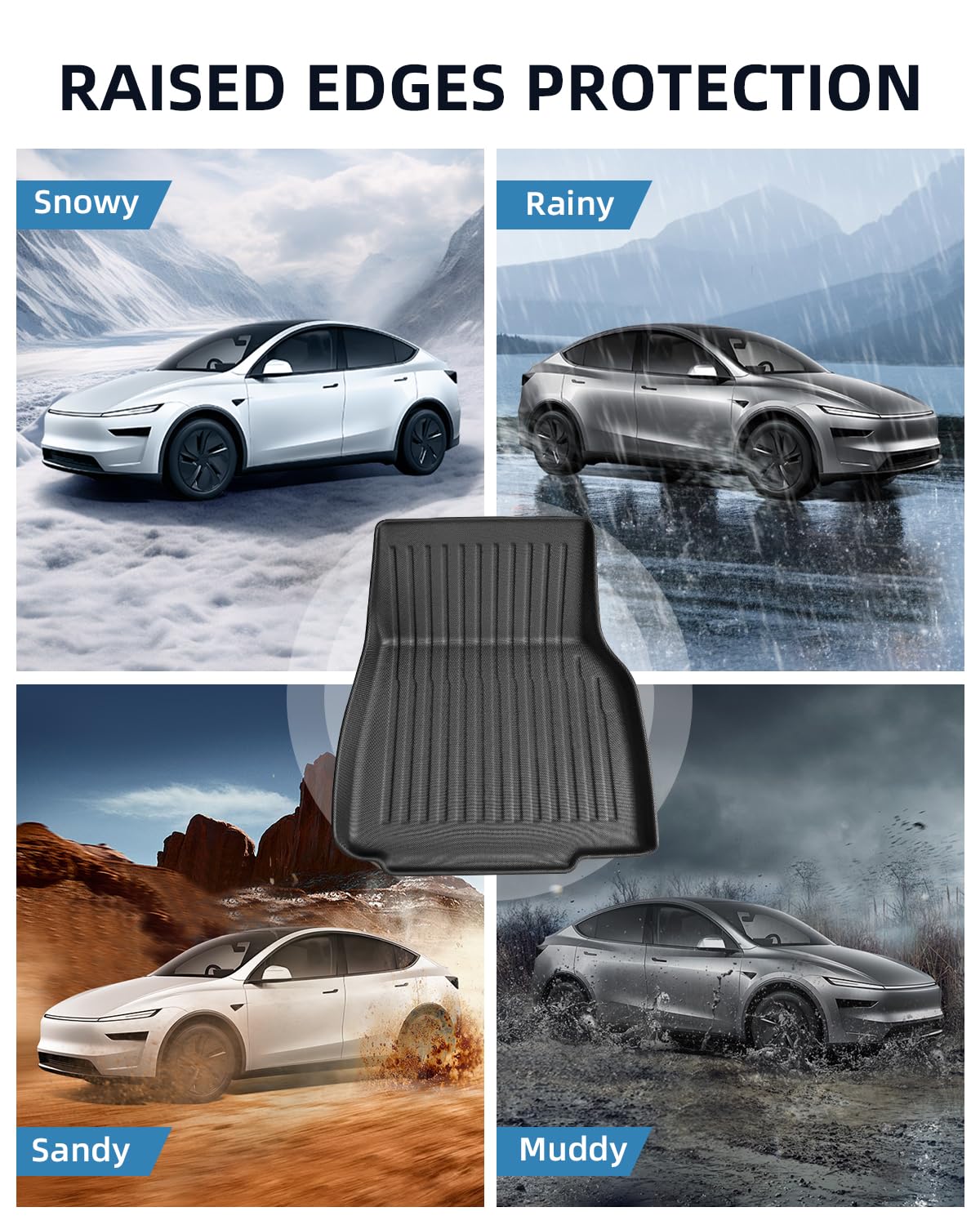(3-Częściowy) TPE Dywaniki do Tesla Model Y Juniper 2025 2026 | Maty Podłogowa Oryginalna, Dywaniki Samochodowe z Wysokimi Krawędziami, Akcesoria Antypoślizgowymi i Wodoodpornymi