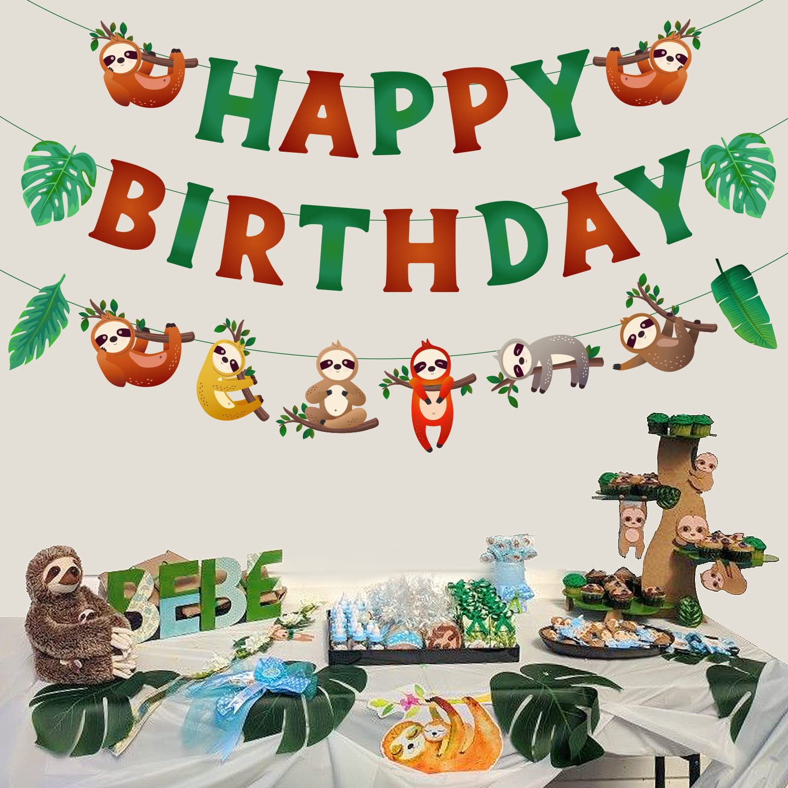 Faultier-Kuchen-Topper – Happy Birthday Deko Für Faultier-Partys, Mit Glitter, Für Kuchen & Cupcakes