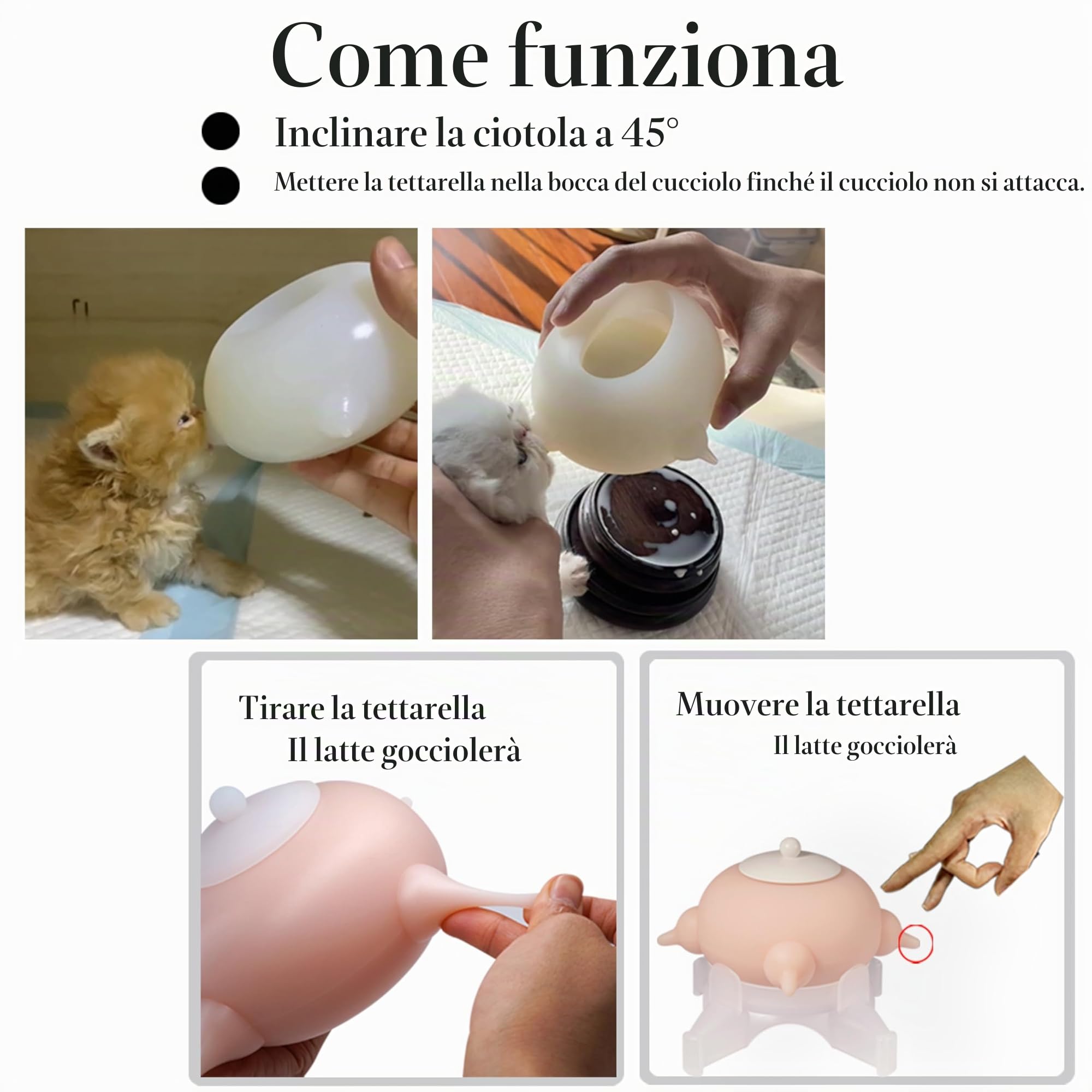 Doggiema Alimentatore di latte per cuccioli Nipple Puppy Bottle Alimentatori per cuccioli Bubble Milk Bowl