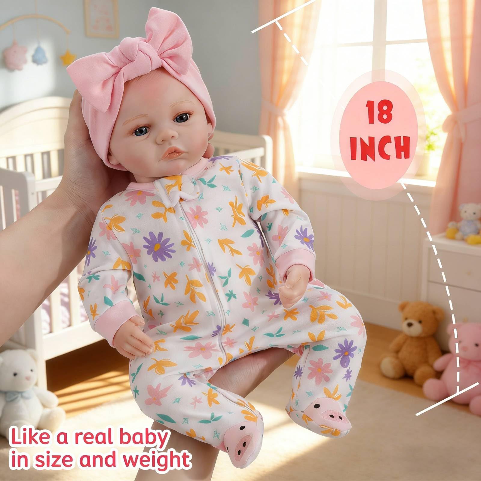 Lebensechte Reborn Baby Puppe mit Zwei Outfits - 43cm Weichkörper Babypuppe wie EIN echtes Baby, Handbemalte Details & Sichtbare Venen