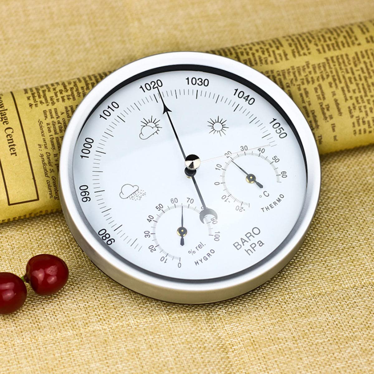 JINYISI 3-in-1 Thermometer, Hygrometer, and Barometer Weather Station, Silver