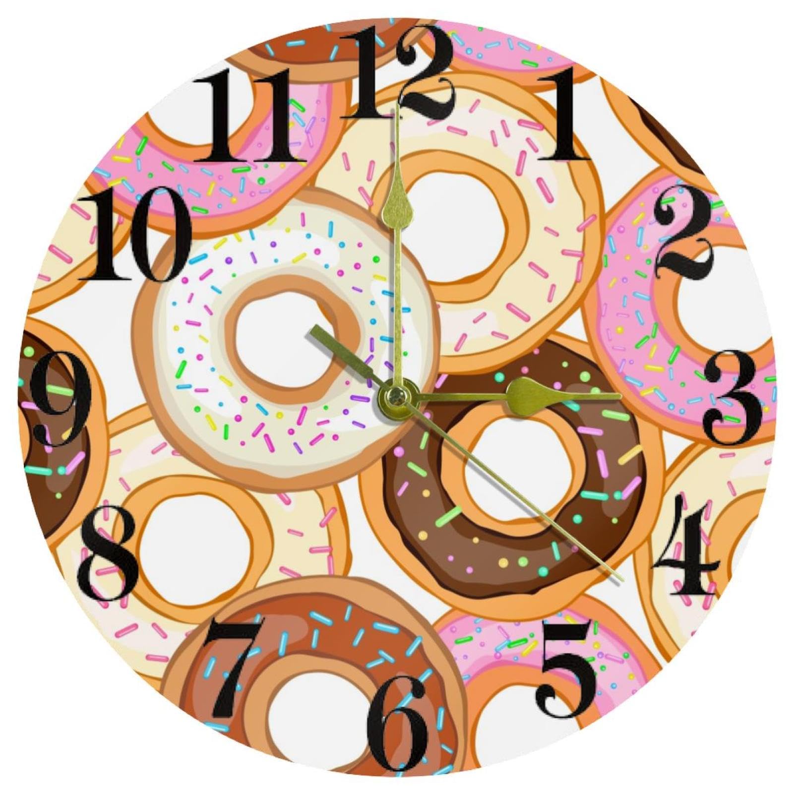 Horloge murale colorée donut silencieuse à quartz à pile pour école et maison