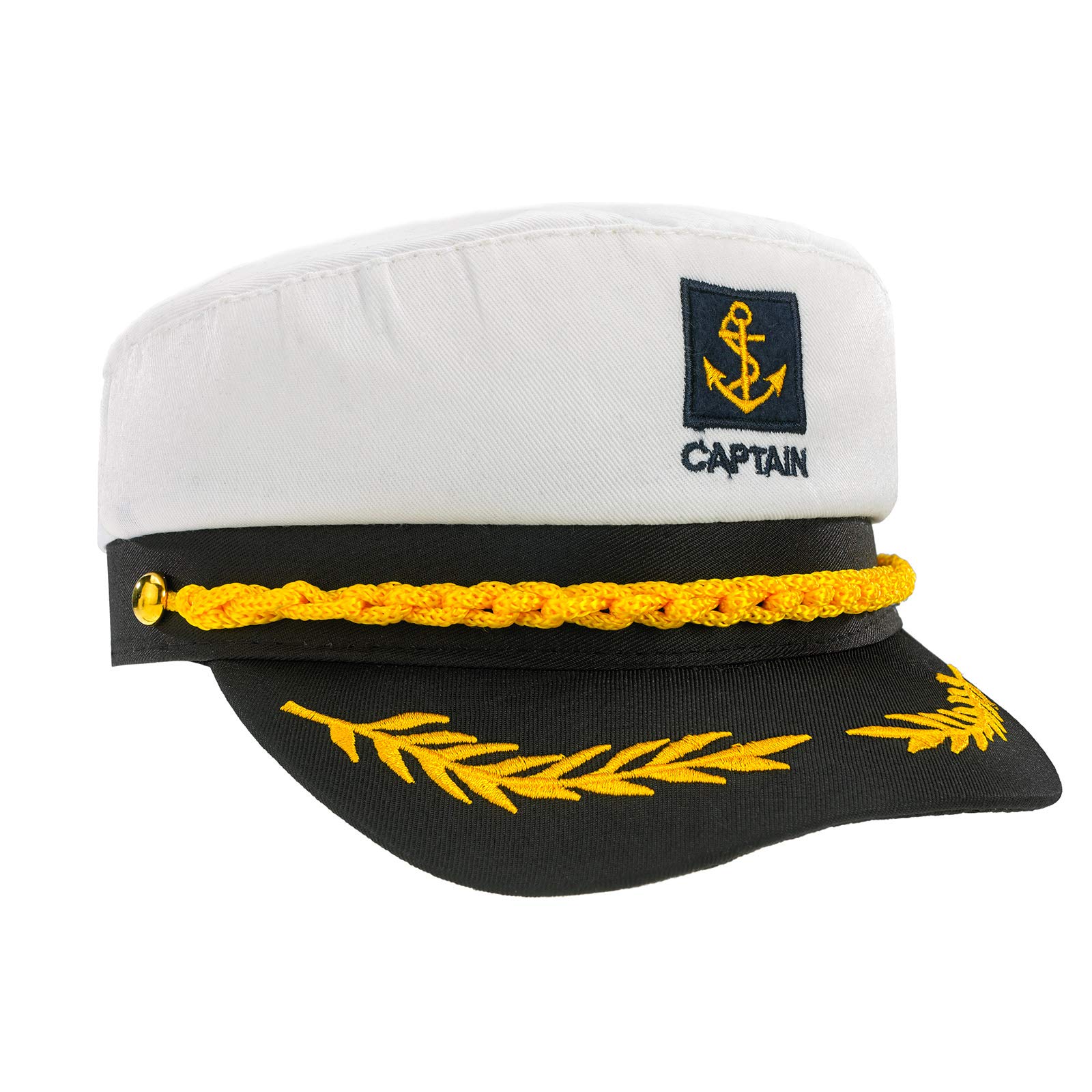 MFAZ Morefaz Ltd Captain Anchor Sailor Hat Navy Fancy Dress Yacht Costume Marine Sea Cap Fishing Adult Baseball (Captain Size 62-67cm)