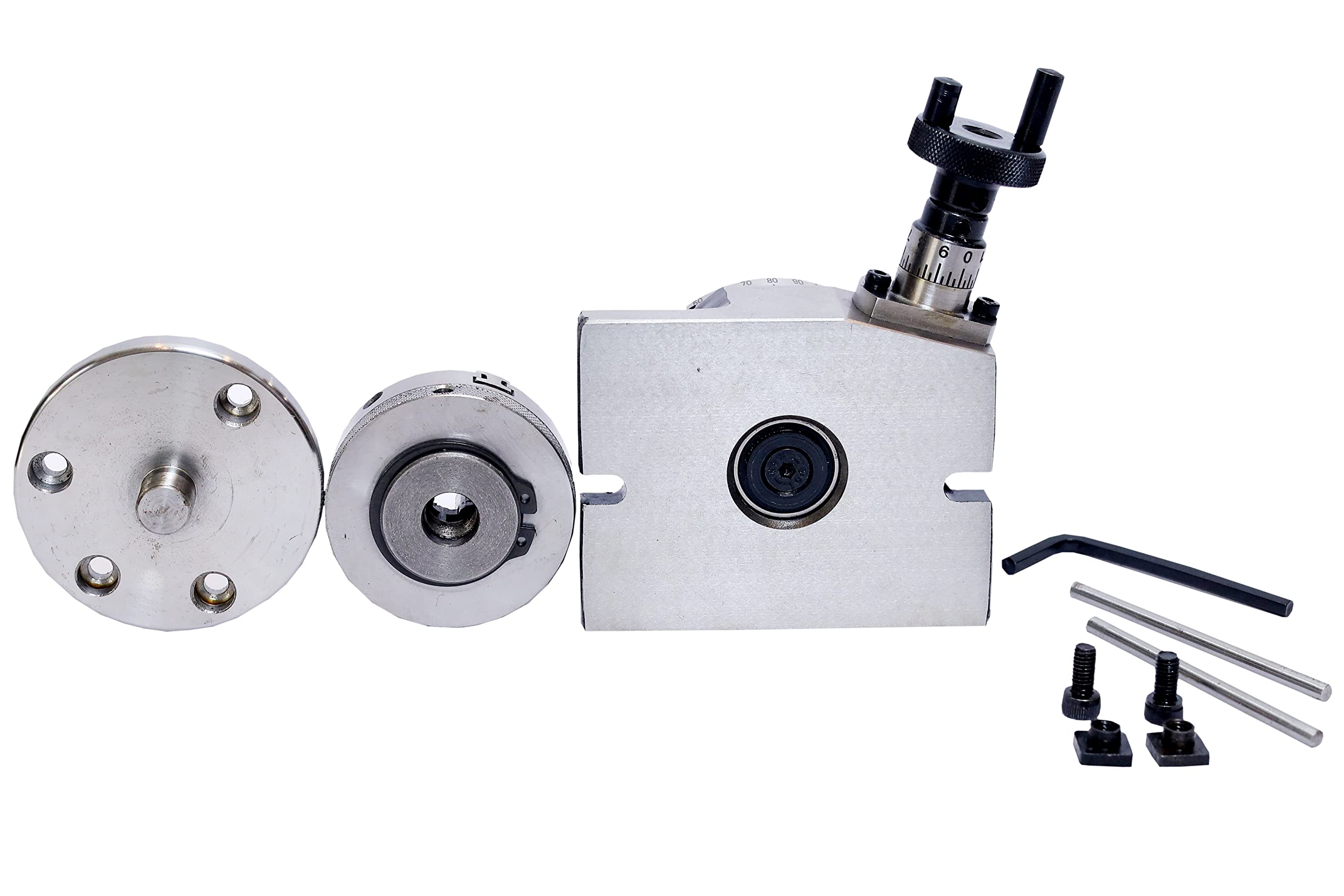 ATTOOLS - TAVOLO ROTATIVO ROTATIVO DA 80 MM CON MANDRINO CENTRANTE E PIASTRA POSTERIORE 65 MM 3 JAW