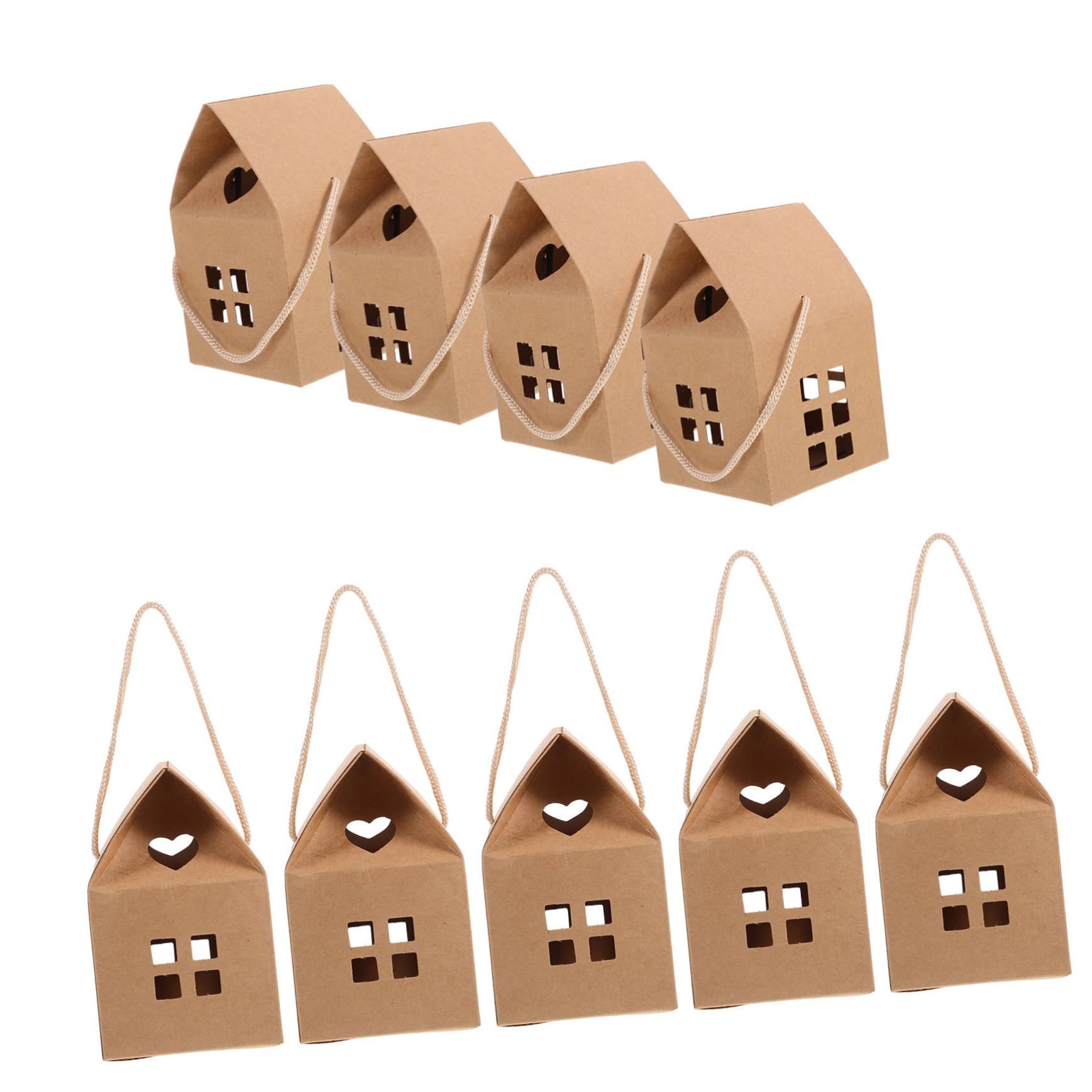 PRETYZOOM Scatole Regalo Uso Versatile a Forma di Casa 50 Pezzi in Carta Marrone Design Unico per Dolcetti e Confetti per Feste e Celebrazioni