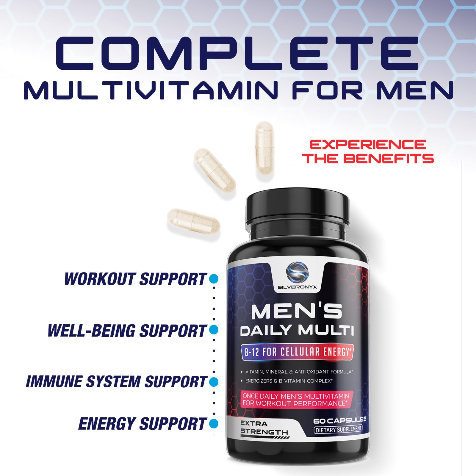 Multivitamin for Men - Vitamin A, C, D, E, Zinc, Calcium, Multivitamins for Immune Health Support, Vitamin B12, Men’s Daily Multivitamin Supplement, Mens Multi Vitamins - Bottled USA - 60 Capsules — Amazon image 5