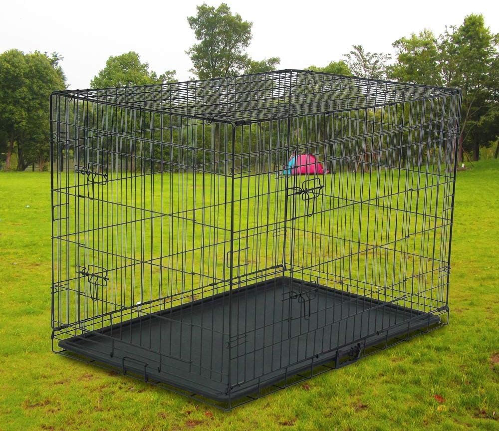 Hundekäfig Faltbar klappbar mit 2 Türen,Hundehöhle Hundebox Auto mit Bodenschale ((XL) 107 x 68 x 75 cm)