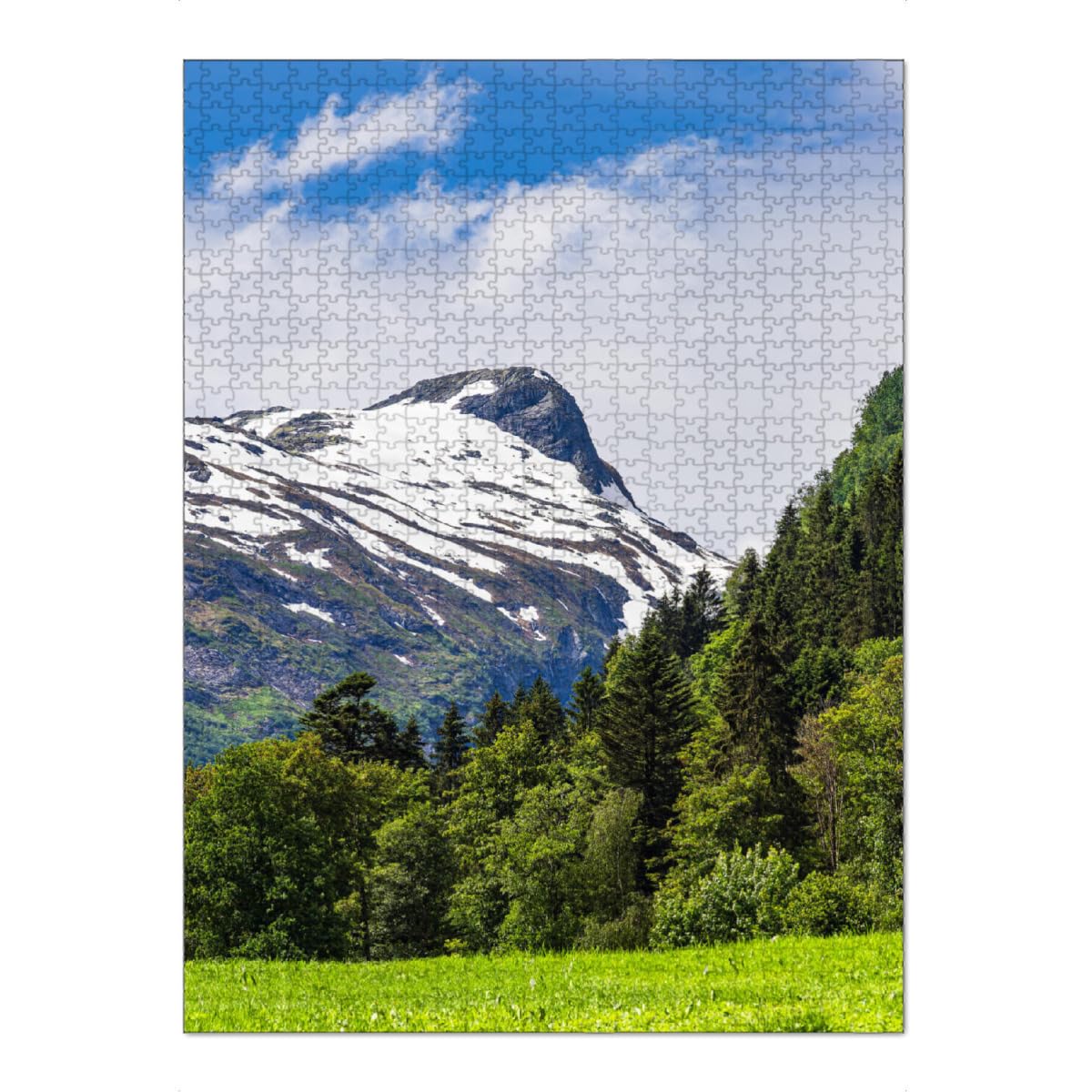 artboxONE-Puzzle XXL (1500 Teile) Natur Berg mit Schnee nahe Fjærland - Puzzle fjærland Berg fjærland