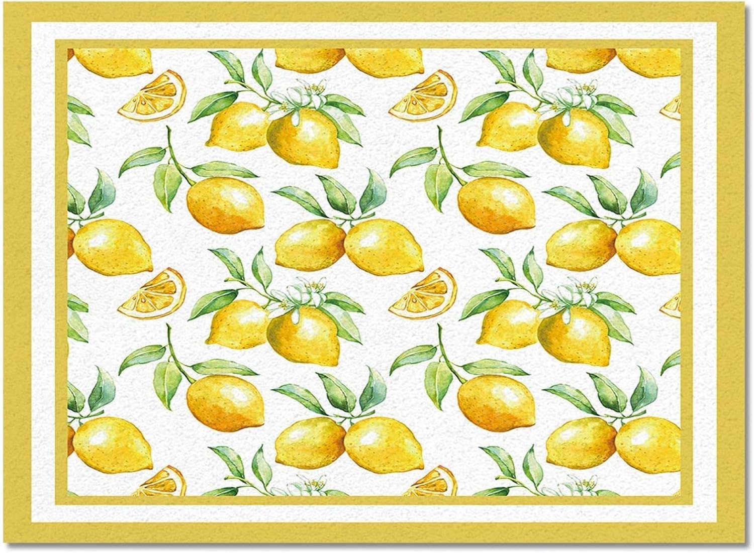 Teppich Wohnzimmer 120 x 170 cm Waschbar gelbe Zitrone, Outdoor Teppiche Kurzflor 3D Obst, Carpet Flauschig gelbe Zitrone E-F62