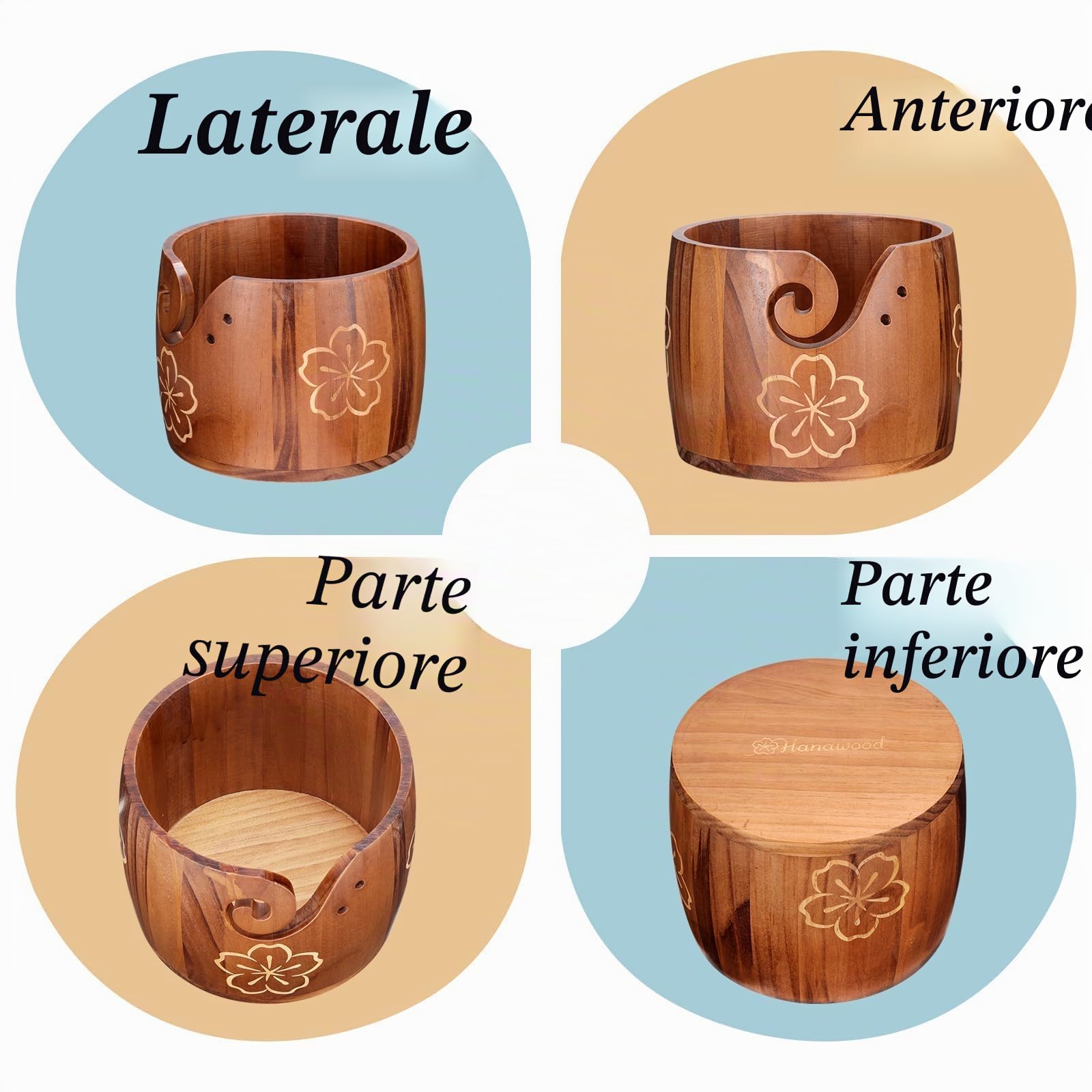 Ciotola per porta filati, design unico, legno di pino, extra grande, lavoro a maglia, uncinetto, macramè, accessori per bricolage, regalo