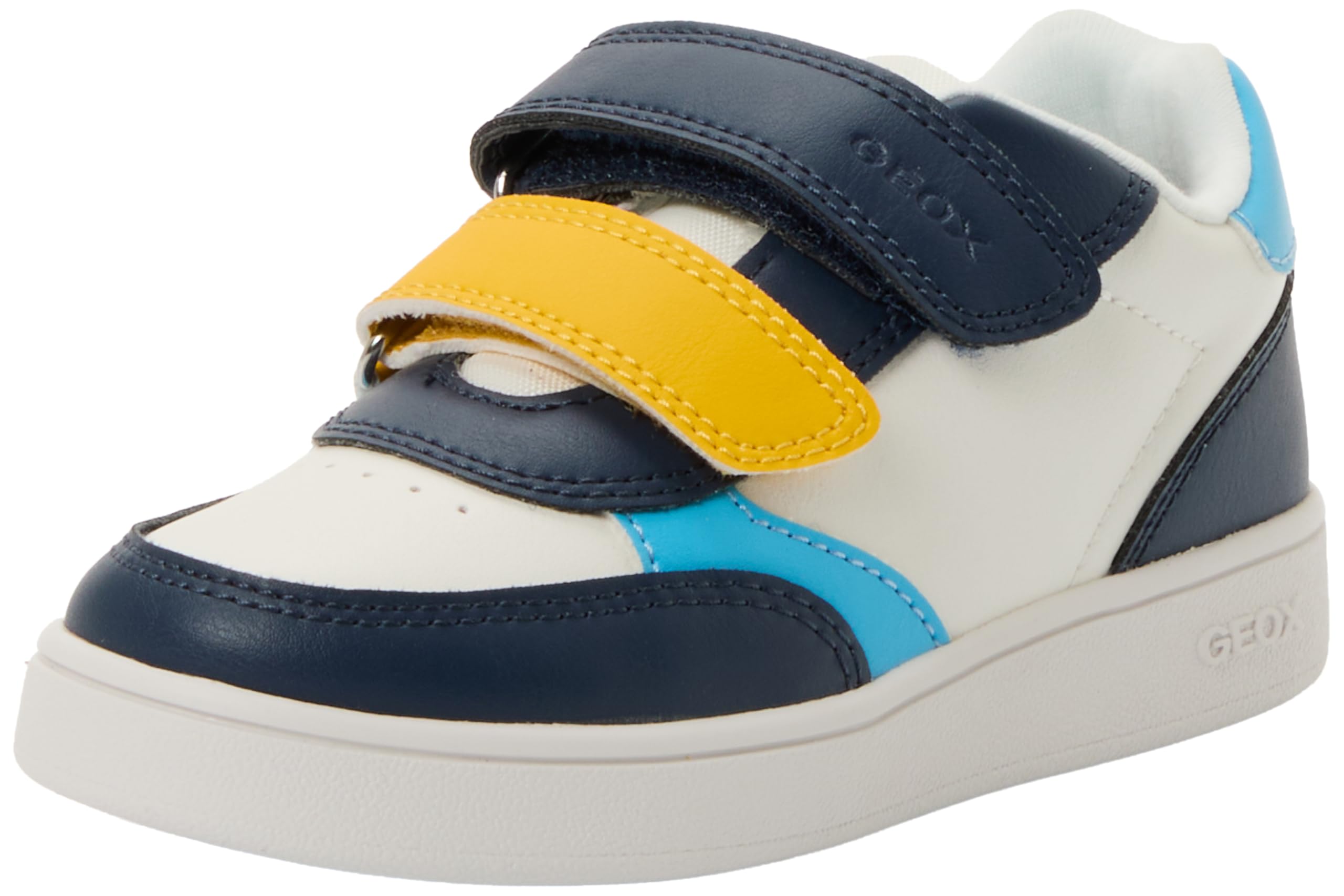 Geox Ecylpyer Breathable Trainers With Touch 'N' Close Fastening White/Navy Blue Size 27 Kids