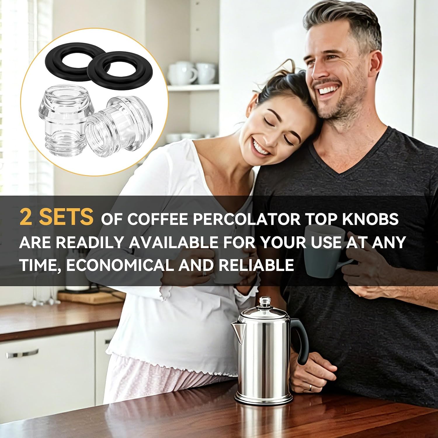 Percolator Knob Top and Washer Ring Compatible with Farberware Yosemite