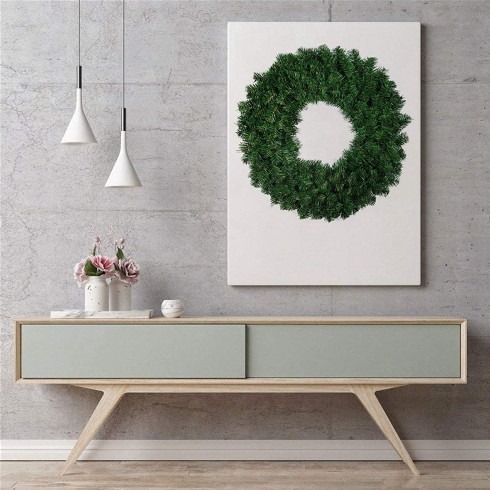 CAREG 1 unids Guirnalda de Pino Artificial Verde Compatible con la Ventana de la Ventana de la Puerta de la Puerta de la Puerta de la Puerta decoración de la Navidad Durable