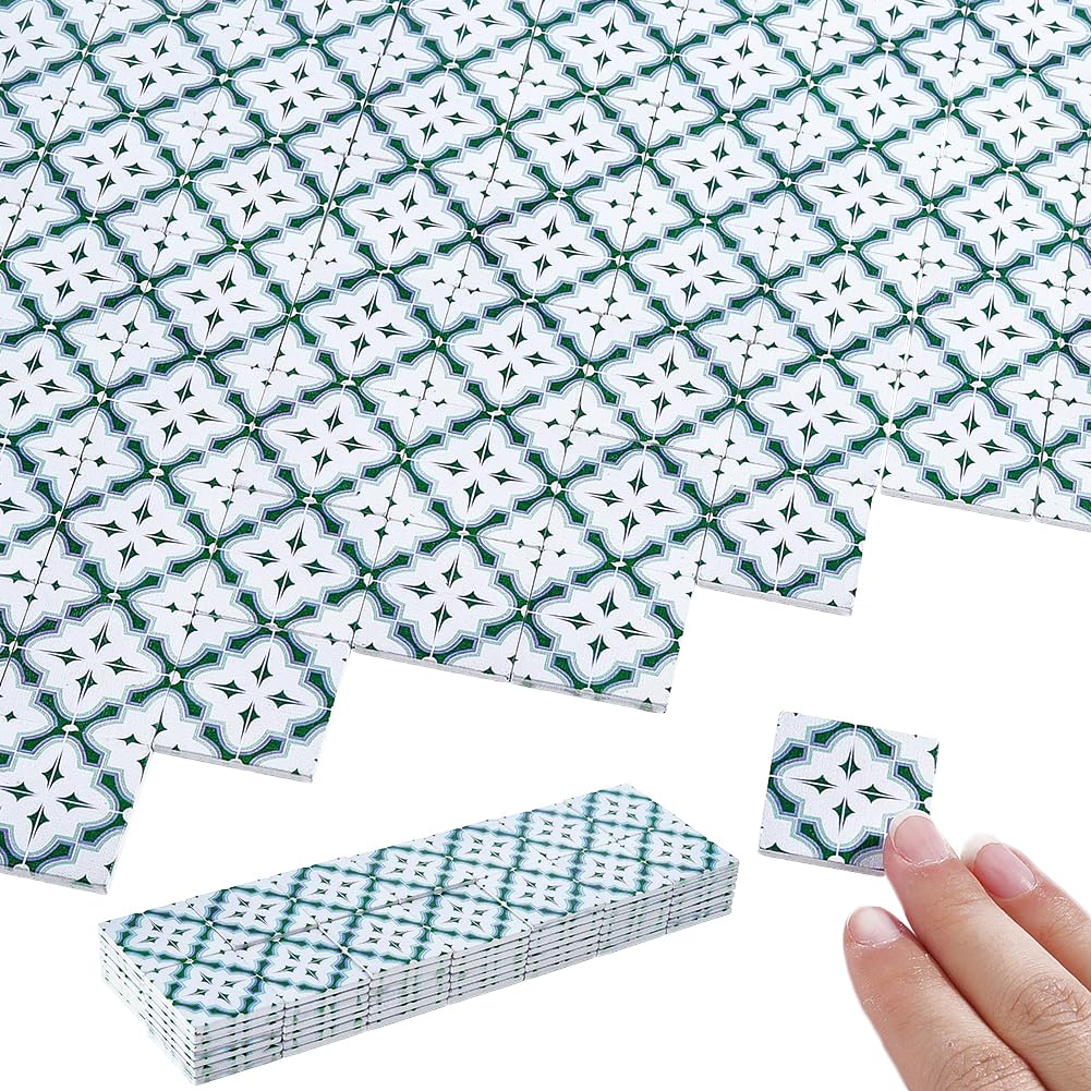 NBEADS 100 Pcs Dollhouse Flooring, 1:12 Scale Miniature Wood Floor Tiles, Pretend Prop Micro Landscape Decor Accessories for Doll House Furniture Decoration, 30x30x3mm, Dark Green