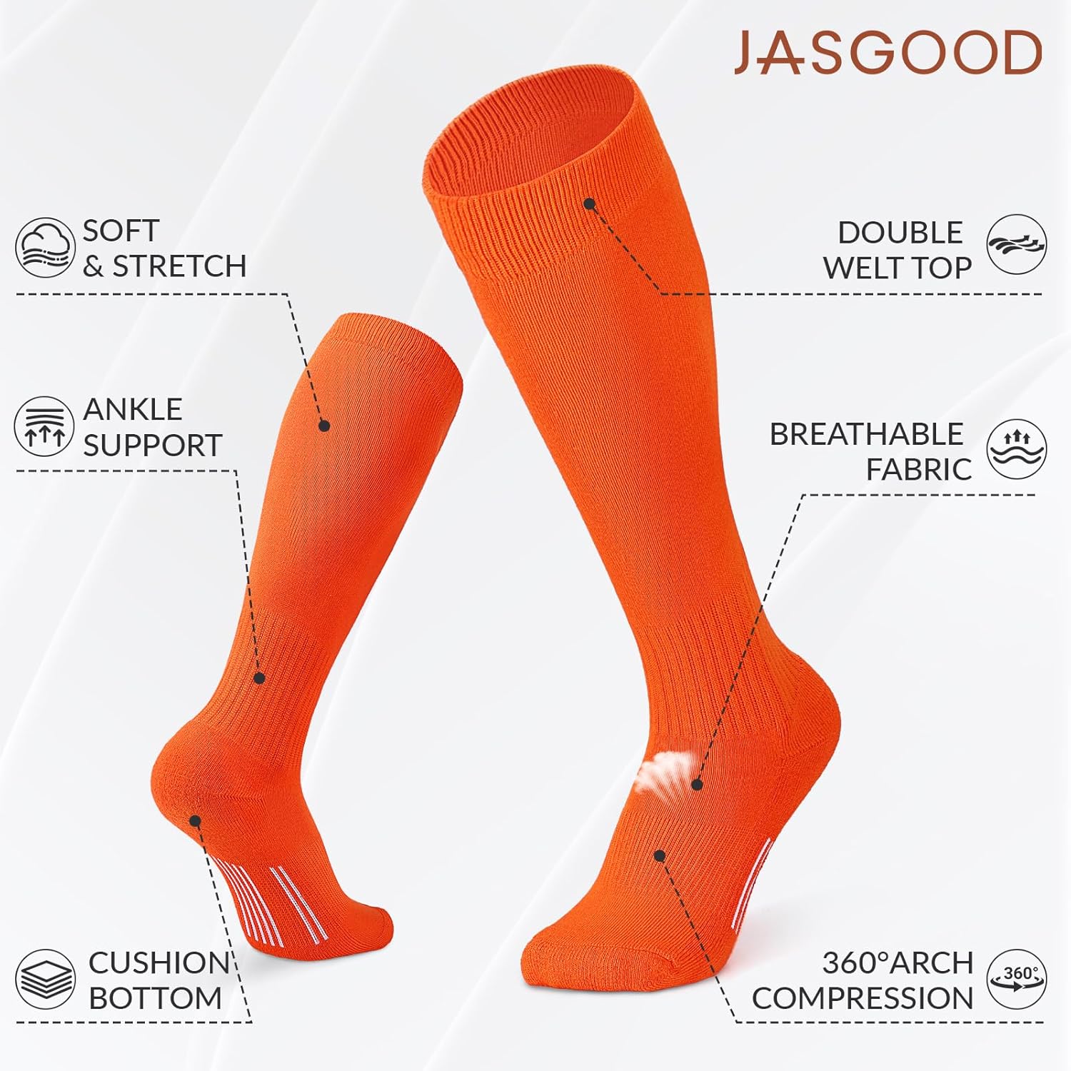 JASGOOD Soccer Socks Kids Baseball Softball Sock Youth Boys Girls Women Men Football Sock for Adult Team Sport Athletic Socks - Image 5
