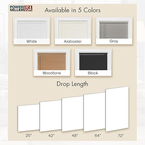 Miniatura 9 de PowerSellerUSA Persianas inalámbricas con listones de 1 pulgada, 42 pulgadas de largo x 18 pulgadas de ancho, de vinilo para filtrar la luz, para