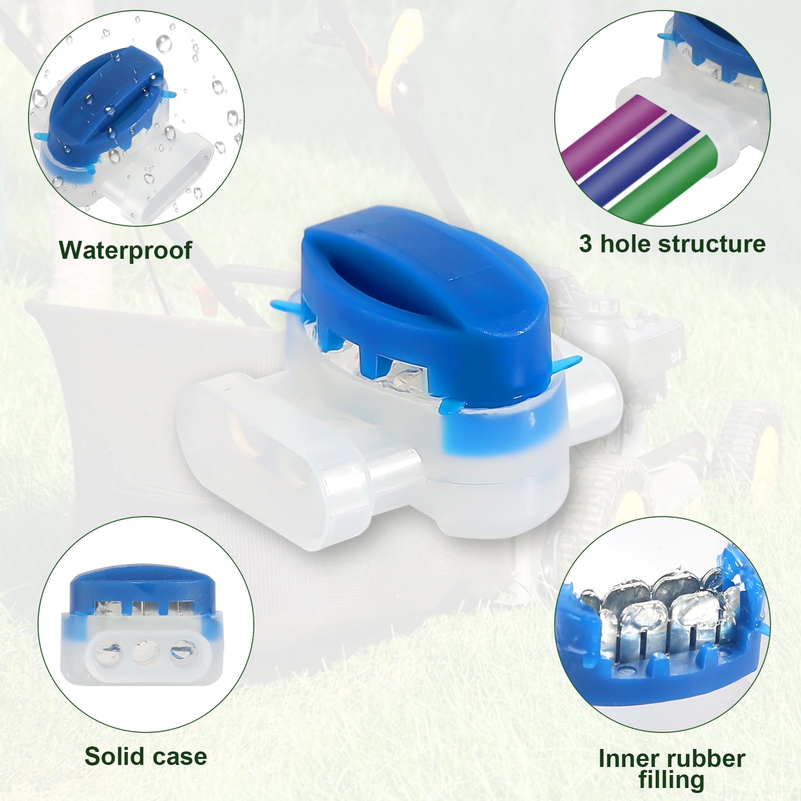 20 Connettori Cavi Con Gel - Morsetti Impermeabili Per Robot Tosaerba Blu - Foto 4