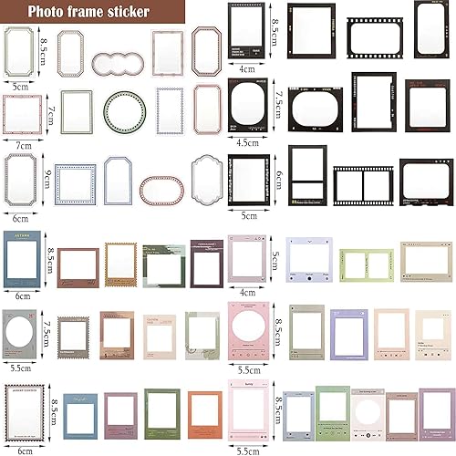 Miniatura 2 de 135 calcomanías decorativas para álbumes de recortes, juego de 4 calcomanías de PET de marco surtido para diario, 2 juegos de marcos, papel de álbum