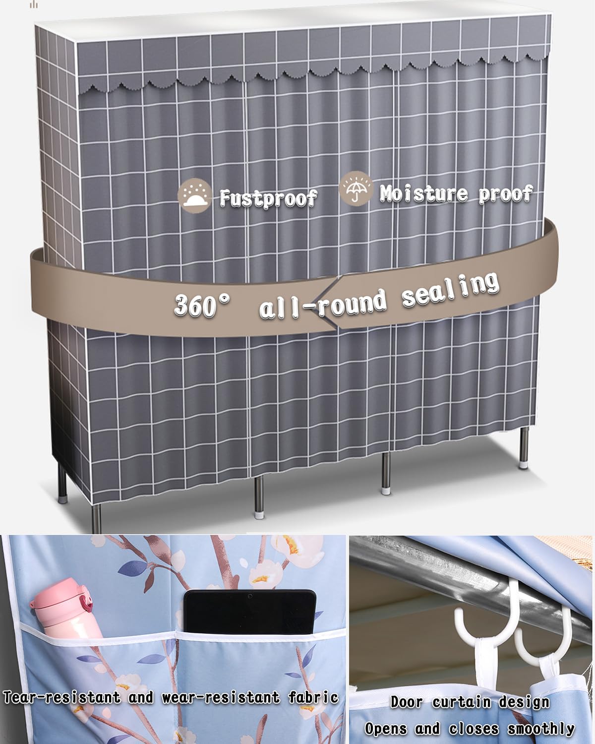 Amazon｜Tazyeeワードローブ カバー クローゼットハンガーラックカバー