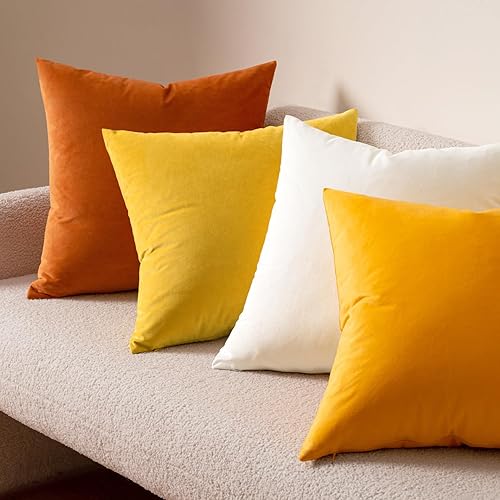 Miniatura 4 de MIULEE Juego de 2 fundas de cojín cuadradas decorativas de terciopelo suave y sólido, para otoño, sofá, dormitorio, automóvil, 20 x 20 pulgadas,