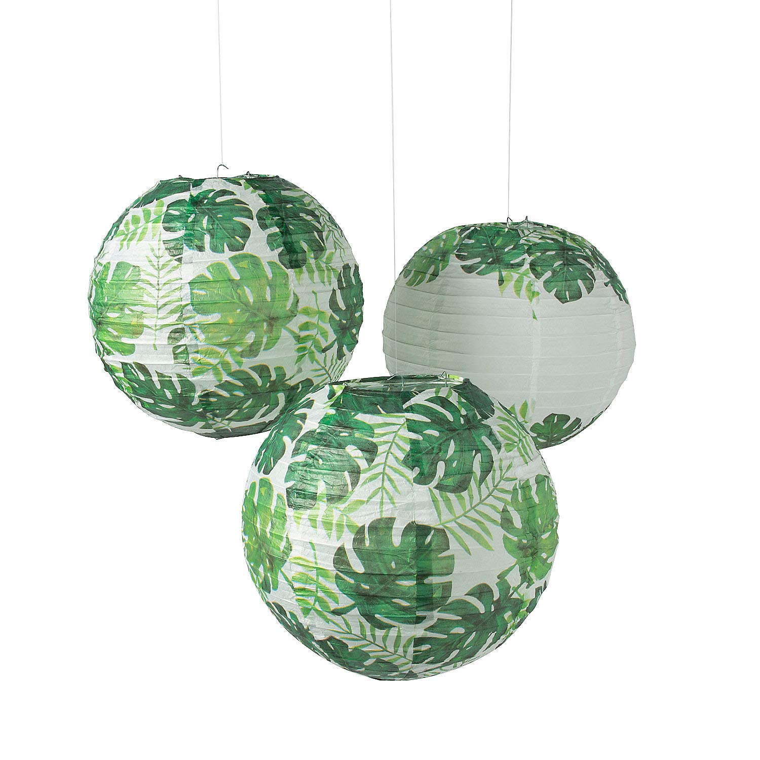 Fun Express Palm Leaf Hanging Paper Lanterns - Party Decor - 6 Pieces