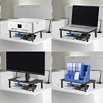 Bracwiser Monitor Stand Riser, Metal Computer Stand, 3 Height Adjustable Screen Riser with Mesh Platform for PS4, Laptop, Printer, Notebook and All Flat Screen, Holds Up to 20KG