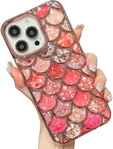 KERZZIL Funda de lujo con diseño de sirena 3D compatible con iPhone 13 Pro Max, bonita funda de TPU suave chapado en oro para mujeres y niñas