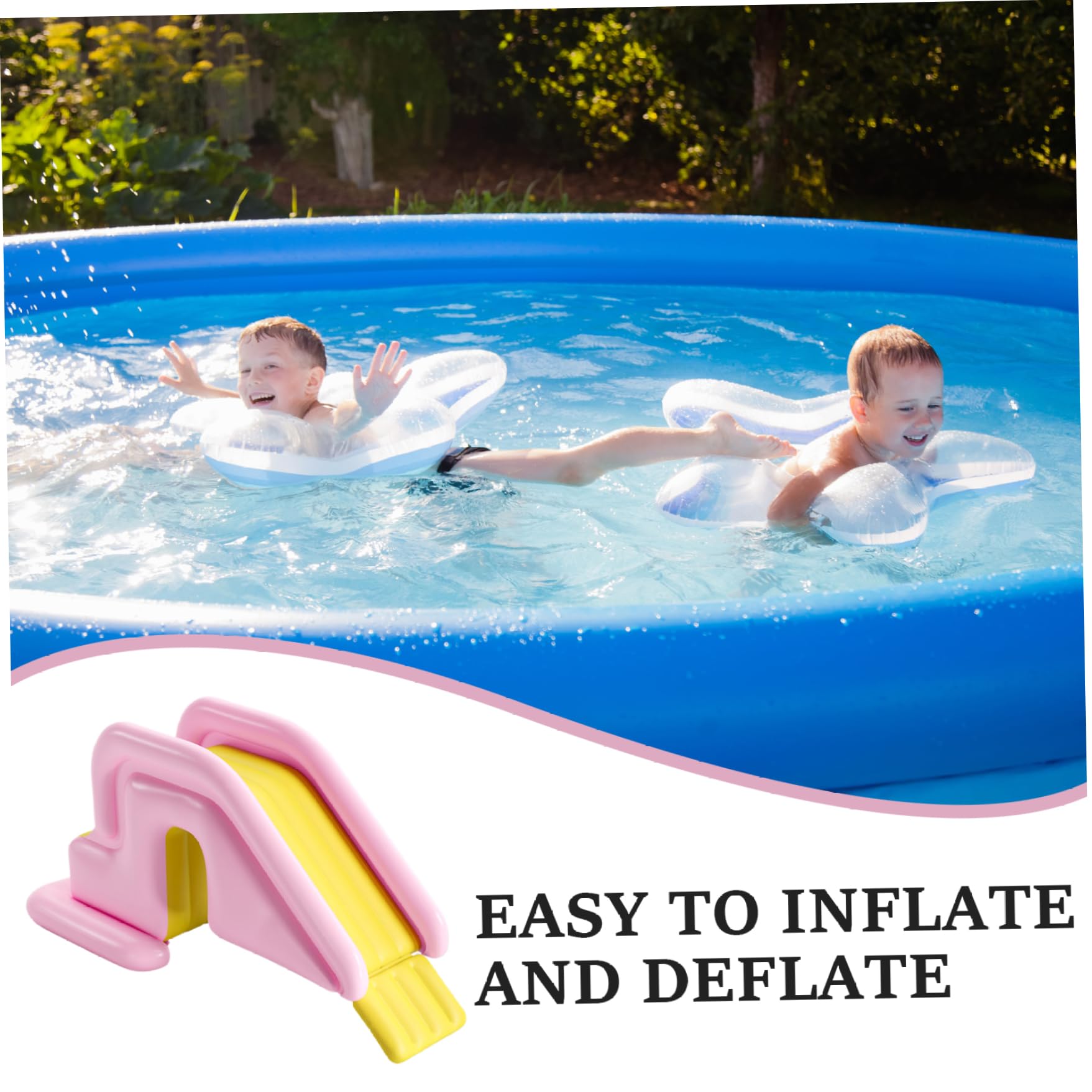 Scivolo Gonfiabile per Piscina, Scivolo per Piscina in PVC da 78, 7x33, 5x31, 5 Pollici, Ampio Riempibile con Acqua per Esterni, Interni, Cortile, Stile-2
