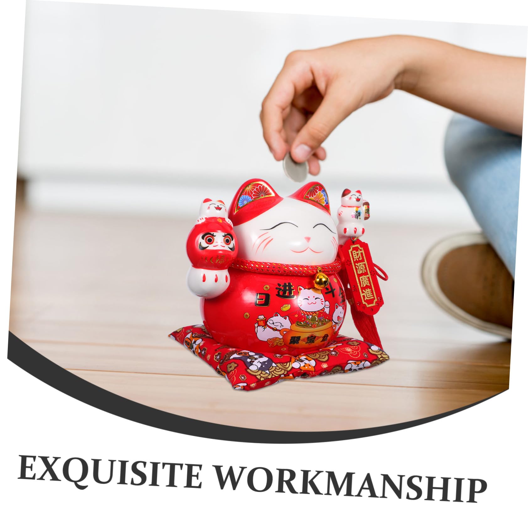 TOPBATHY Keramik-spardose in Form Einer Katze Traditionelle Maneki Neko Figur als Heimdekoration und Geldsparer Chinesisches Ornament für Tischdekoration