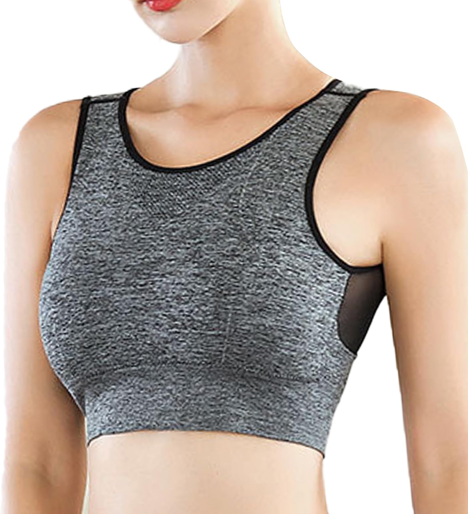 Full Coverage Longline Sports Bra, Medium Impact Push Up Yoga Gym Running Bra