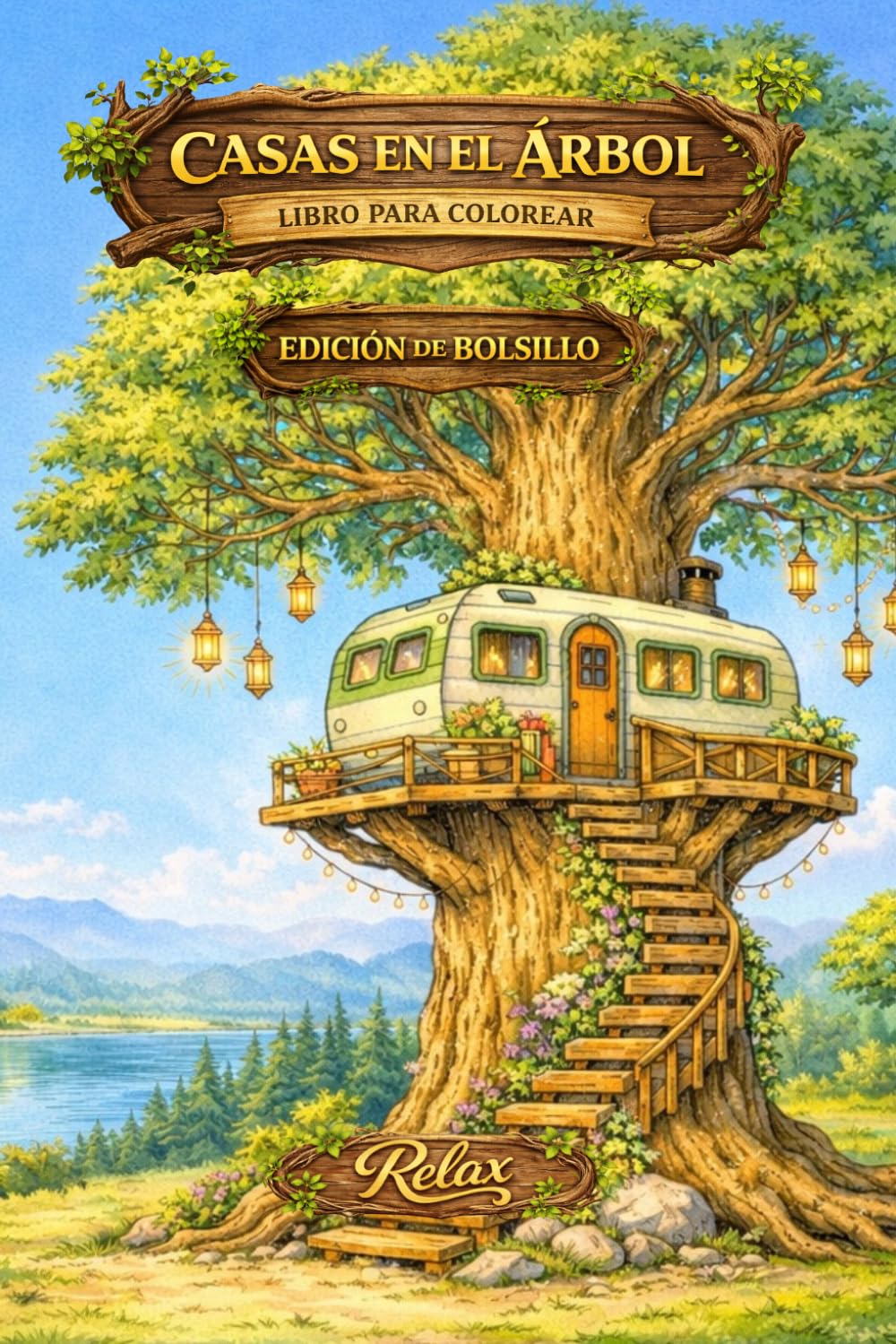 Casas en el Árbol para Colorear . Sueña y Colorea con Alfie. Edición de bolsillo: Refugios mágicos, casas fantásticas y naturaleza para relajarse coloreando