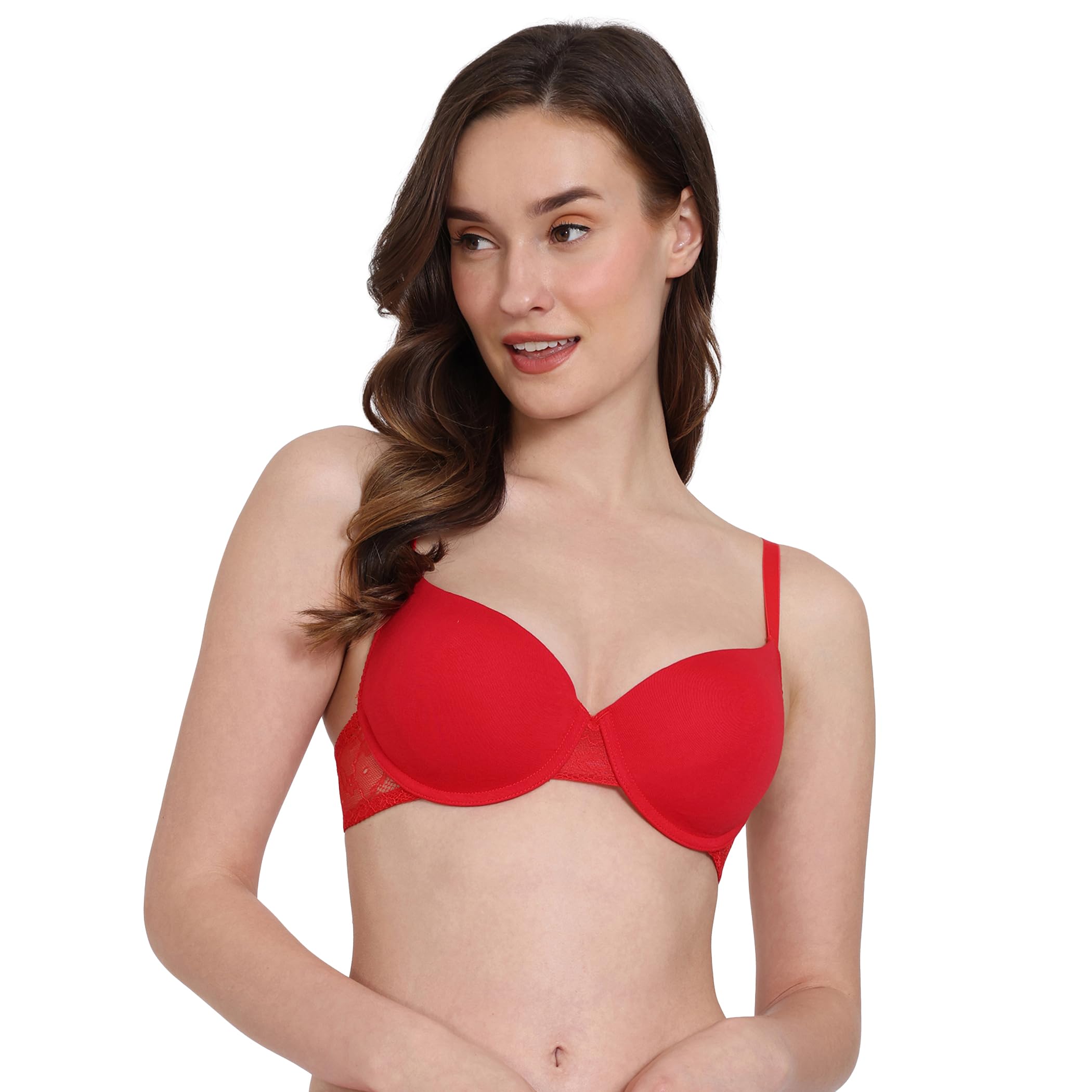 Zivame Lightly Padded Underwired Bra- Bright Red