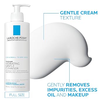 La Roche-Posay Toleriane Hydrating Gentle Face Cleanser, Hydrating Facial Cleanser With Niacinamide + Ceramides, Daily Face Wash For Dry Skin To Normal Skin, Sensitive Skin Tested, Fragrance Free