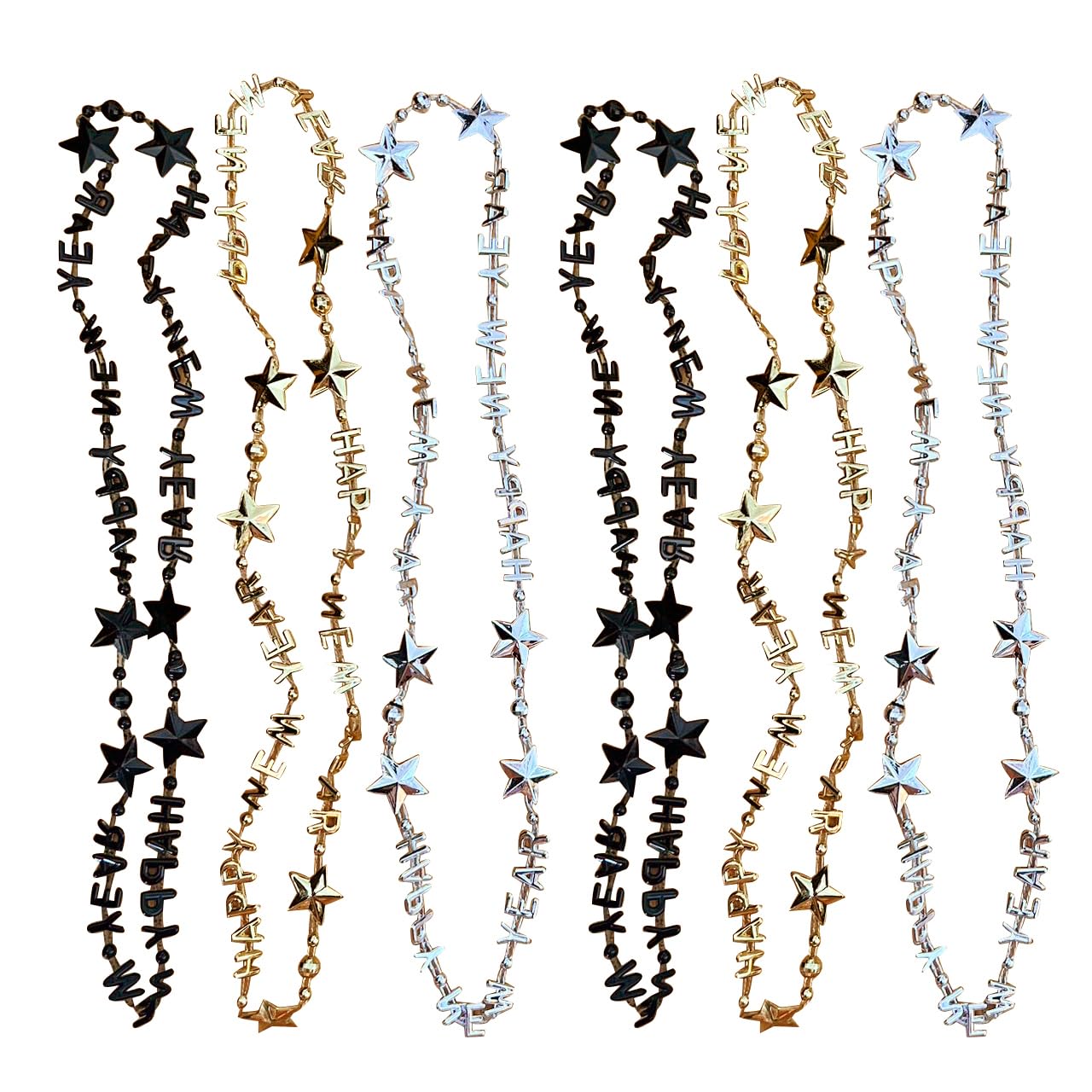 MOONIGHTING Pack of 12 pcs Holiday New Year Party Necklace Metallic color Beads Decoration Mardi Gras Party