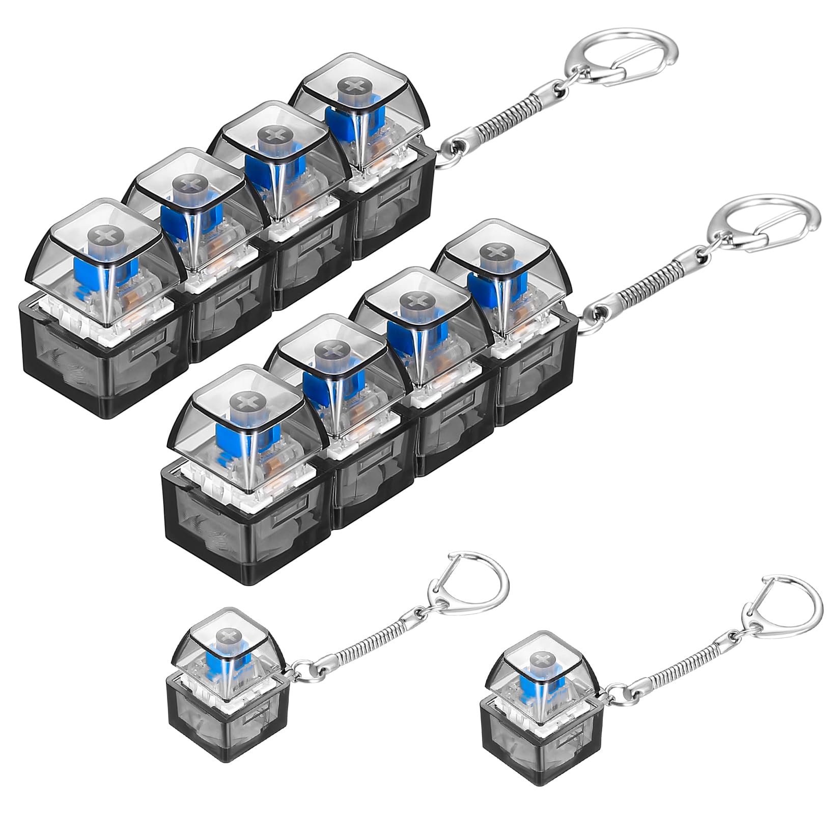 4 StückFidget Toys Tastatur Fidget Toys Erwachsene, Fidget Tastatur Schlüsselanhänger Lustig, Keyboard Clicker, tTastatur Spielzeug, Keyboard Keychain zum Stressabbau