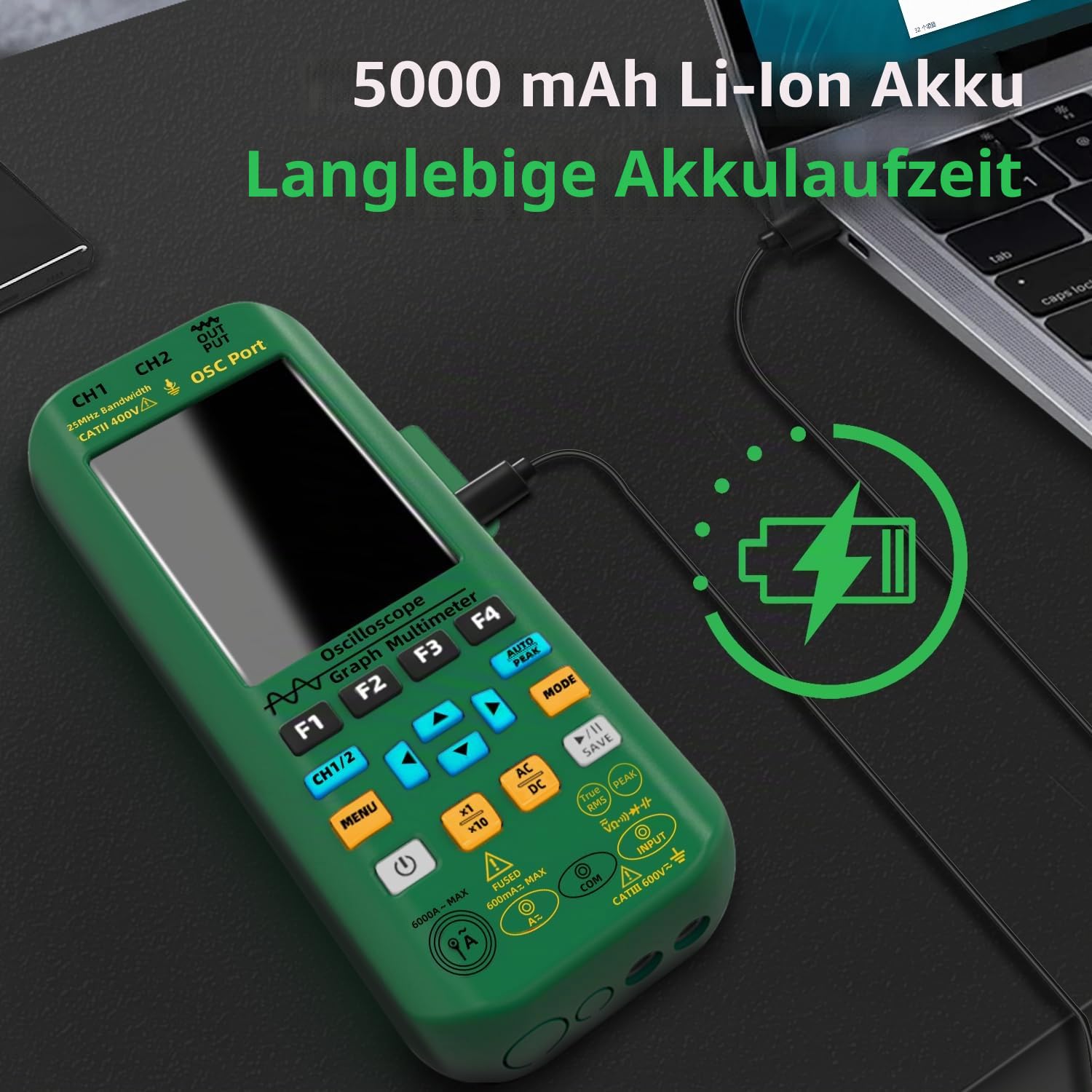 BSIDE 2 Kanal Oszilloskop Multimeter 50MHz Bandbreite Digitales Oszilloskop 3.98'' TFT Handheld Oszilloskop Multimeter Signal Generator Flexible Stromzange 4 in 1 Tester