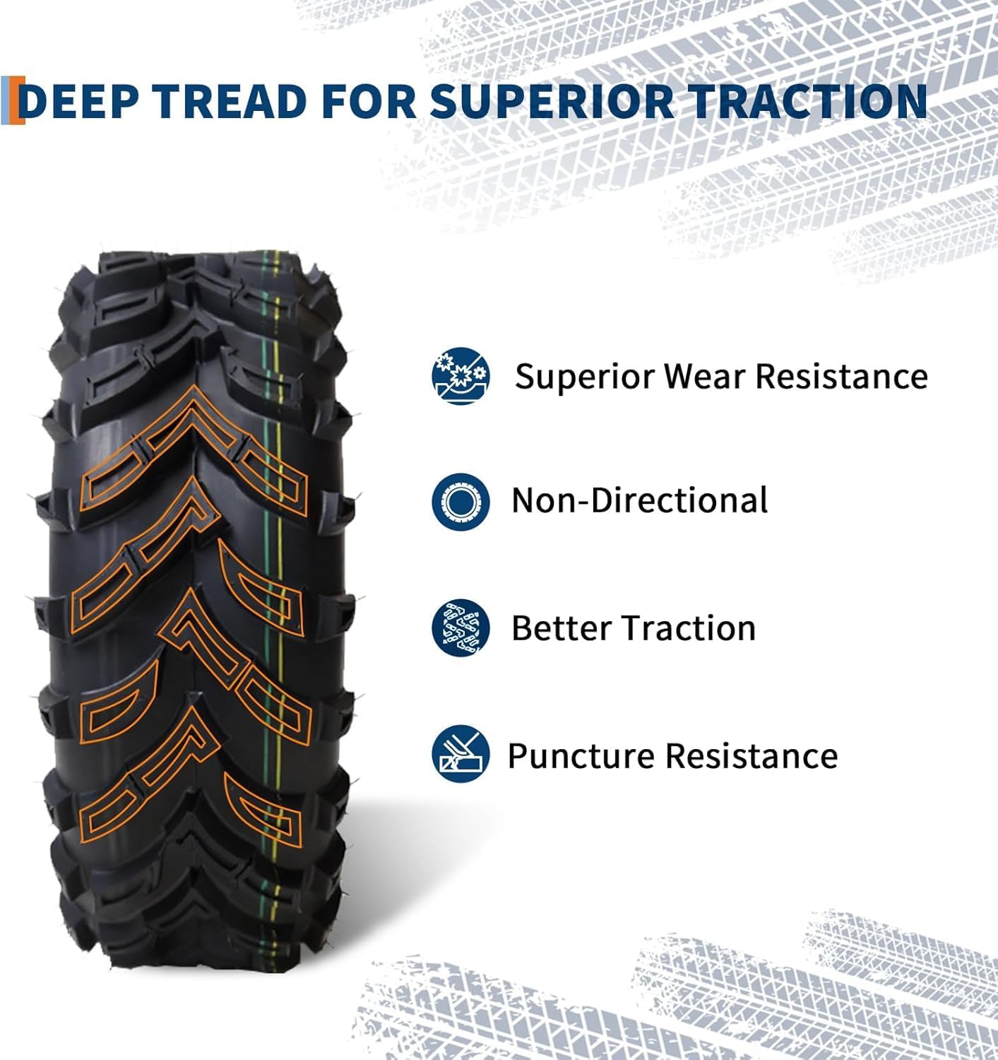 Towallmark Set of 2 | 25x8-12 ATV/UTV Tires 6PR Tubeless, 20mm Tread All-Terrain Tires for Mud, Sand & Trail Riding, Replacement Tires for Quad, Side by Side, Off-Road Vehicles