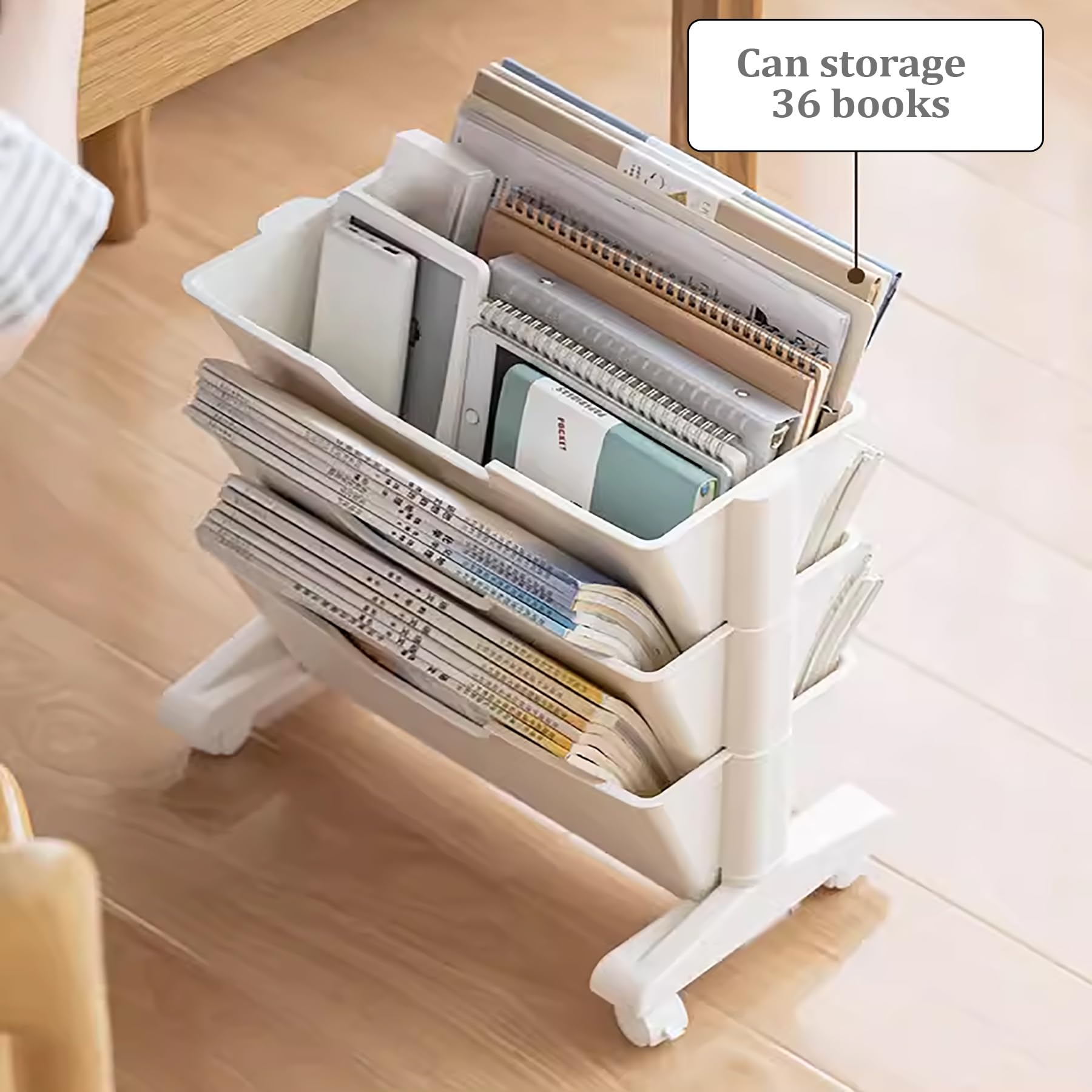 Scaffale portaoggetti da scrivania,3 Ripiani,con rotelle,Organizer salvaspazio per scrivania e Accessori per Camera da Letto,Soggiorno,casa,Scuola,Rosa