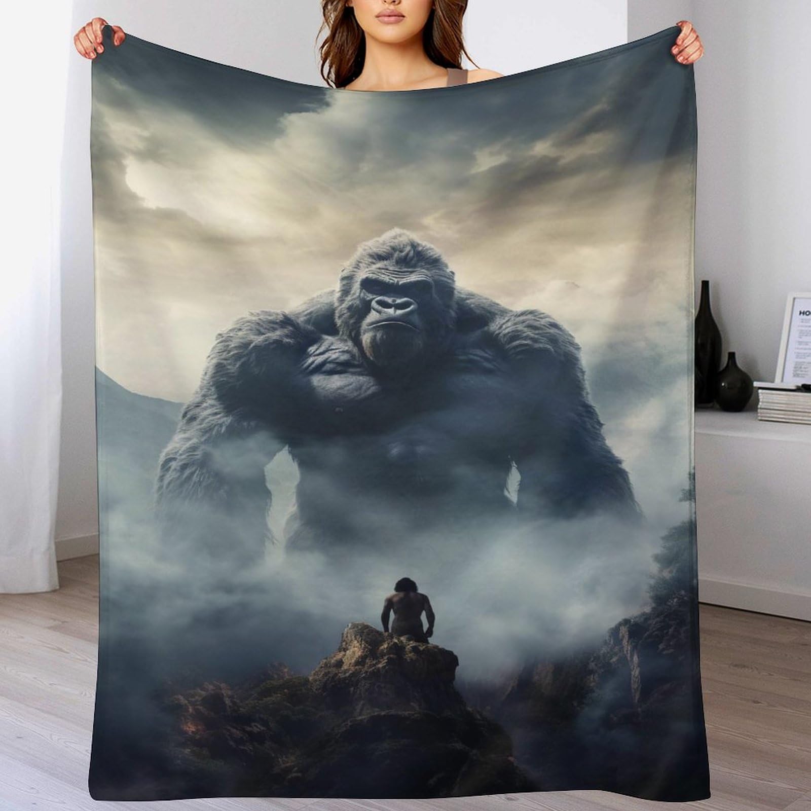 Manta de franela suave Gorilla 180x200 cm manta de forro polar ligera cuatro estaciones